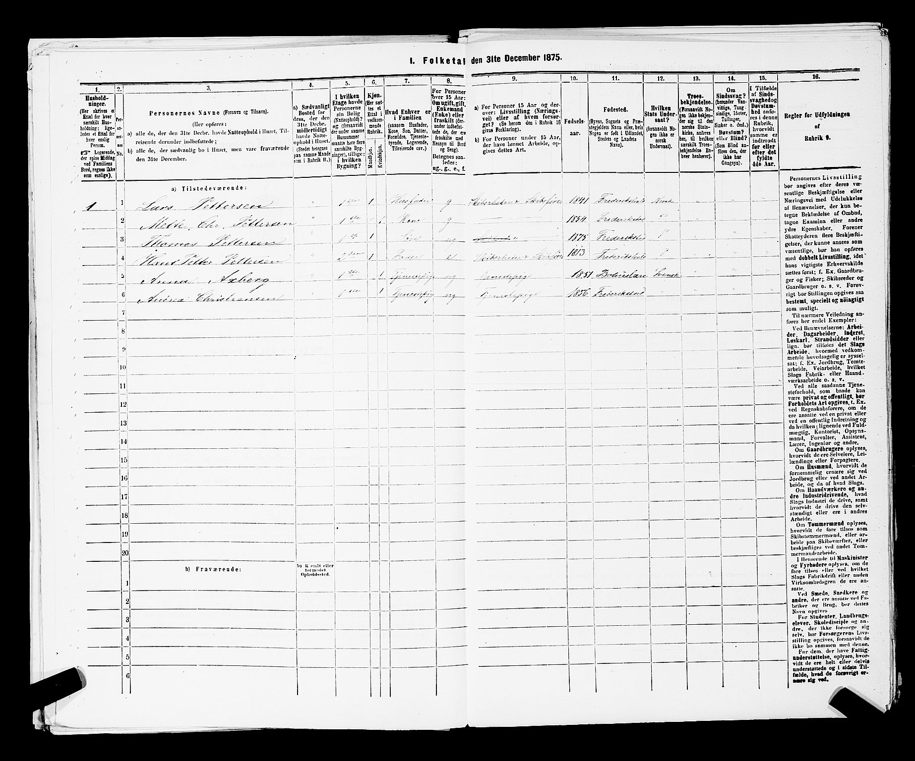 RA, 1875 census for 0103B Fredrikstad/Fredrikstad, 1875, p. 104