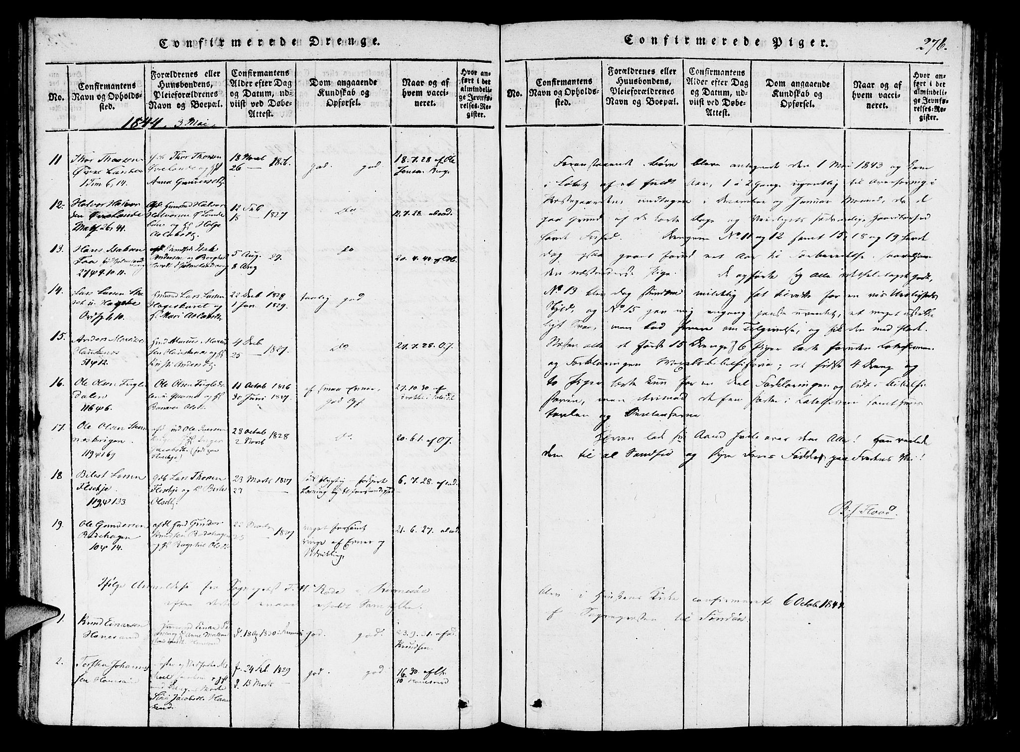 Finnøy sokneprestkontor, AV/SAST-A-101825/H/Ha/Haa/L0006: Parish register (official) no. A 6, 1816-1846, p. 276