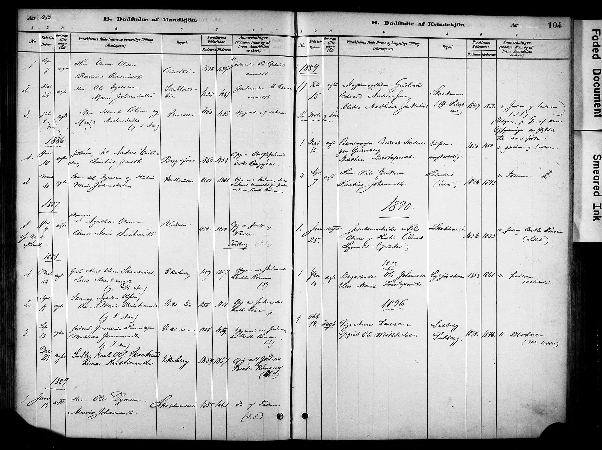 Stange prestekontor, SAH/PREST-002/K/L0018: Parish register (official) no. 18, 1880-1896, p. 104
