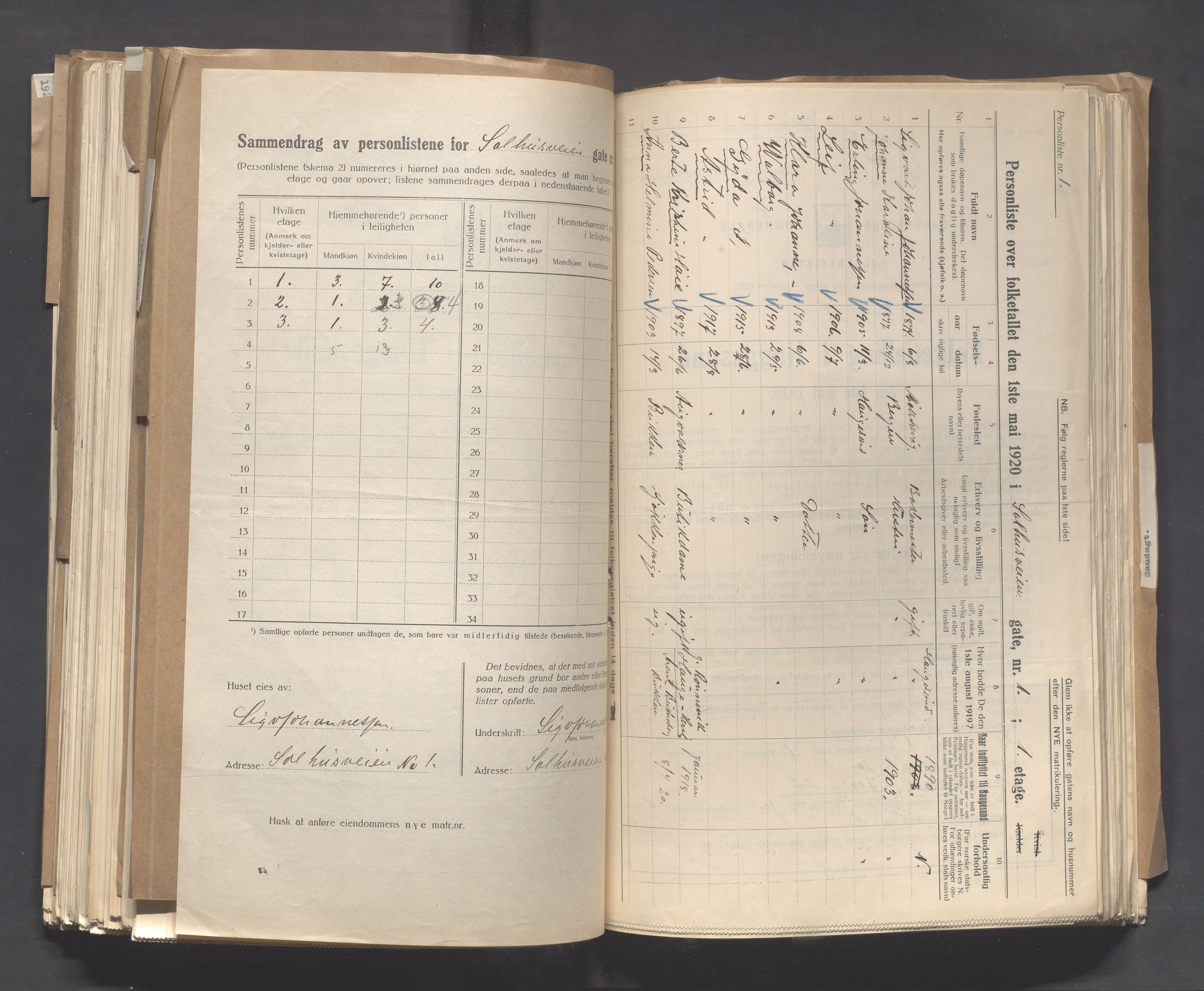 IKAR, Local census 1.5.1920 for Haugesund, 1920, p. 3252