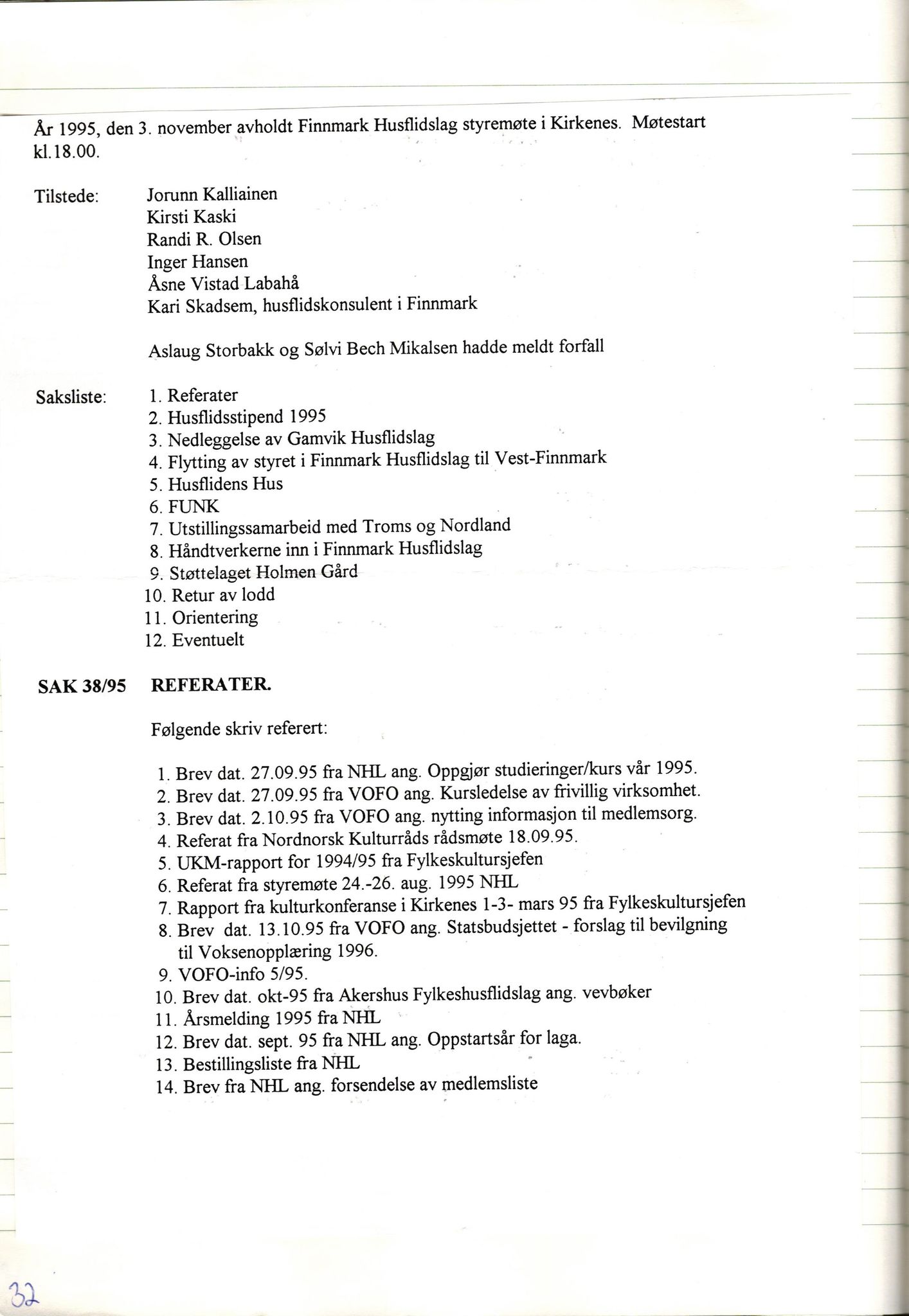 Finnmark Husflidslag, FMFB/A-1134/A/L0004: Møtebok, 1995-2000, p. 36