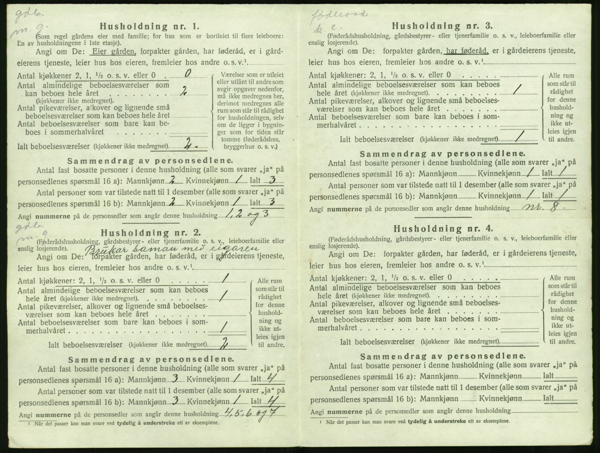 SAT, 1920 census for Volda, 1920, p. 1099