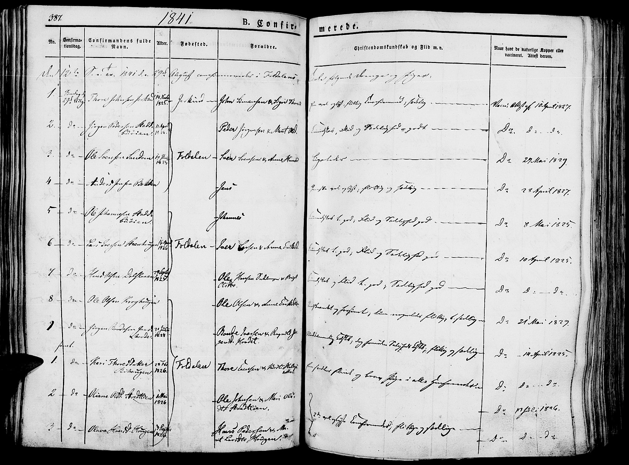 Lesja prestekontor, AV/SAH-PREST-068/H/Ha/Haa/L0005: Parish register (official) no. 5, 1830-1842, p. 387