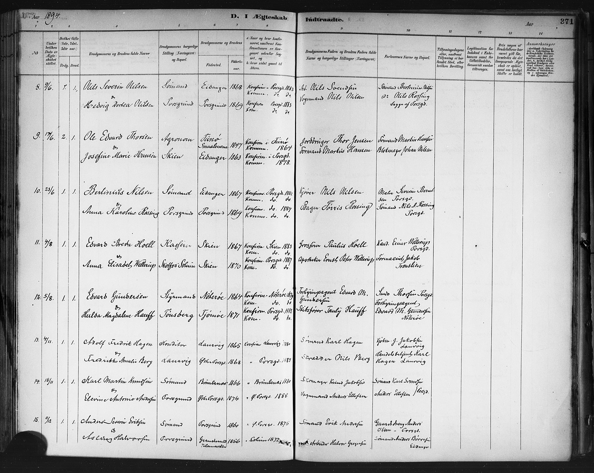 Porsgrunn kirkebøker , SAKO/A-104/G/Gb/L0005: Parish register (copy) no. II 5, 1883-1915, p. 371