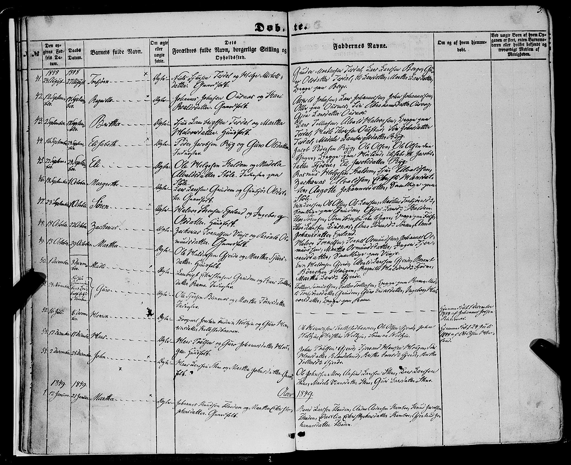 Etne sokneprestembete, AV/SAB-A-75001/H/Haa: Parish register (official) no. A 8, 1848-1862, p. 5