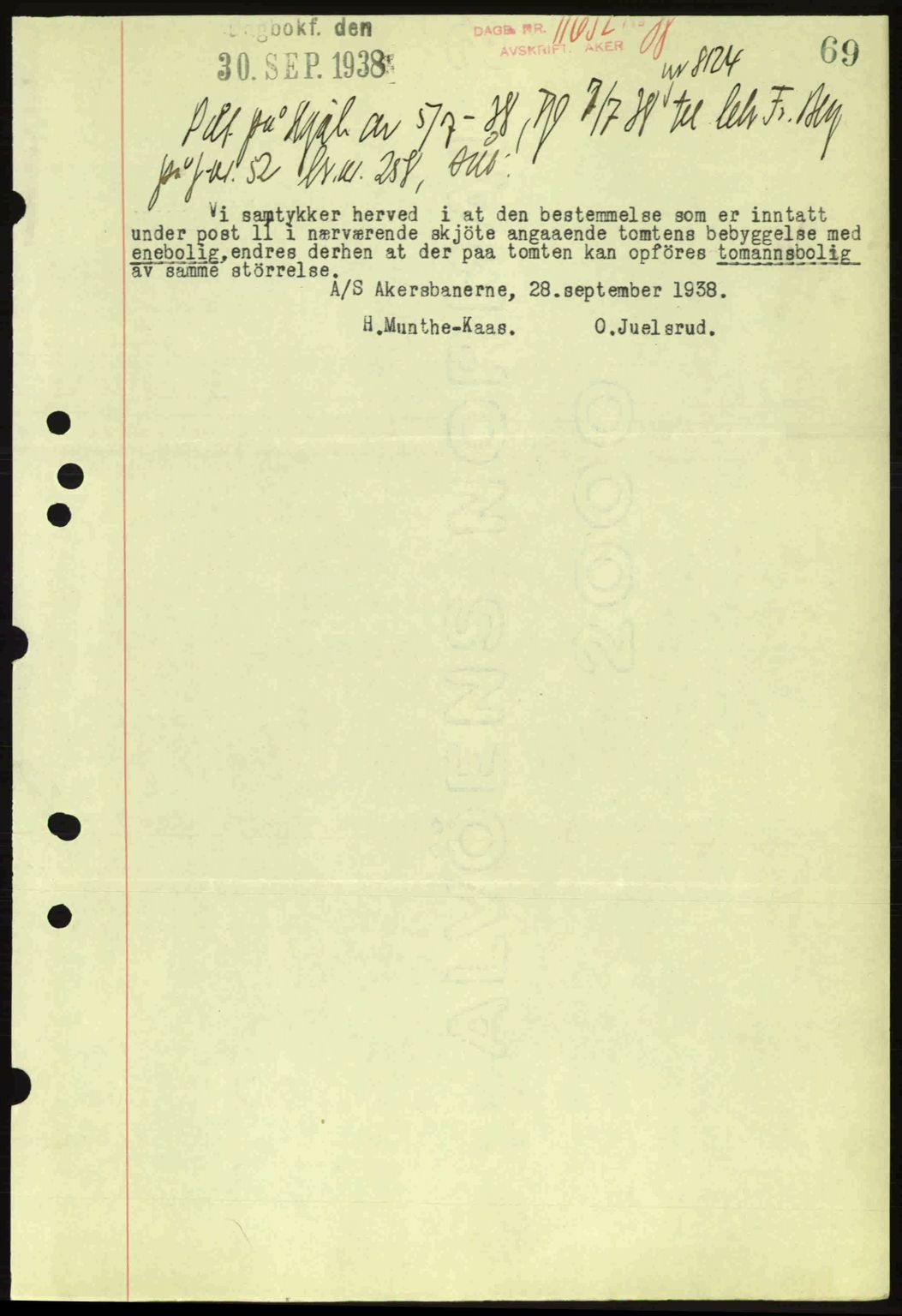 Aker herredsskriveri, SAO/A-10896/G/Gb/Gba/Gbab/L0025: Mortgage book no. A154-155, 1938-1938, Diary no: : 11632/1938