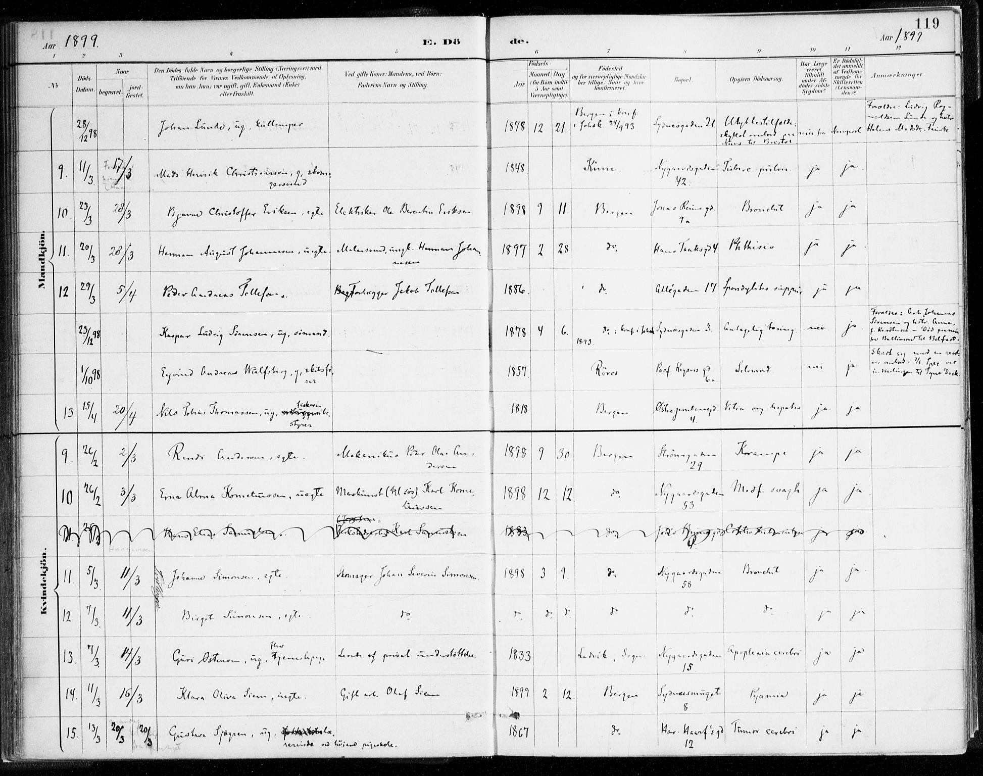 Johanneskirken sokneprestembete, AV/SAB-A-76001/H/Haa/L0019: Parish register (official) no. E 1, 1885-1915, p. 119