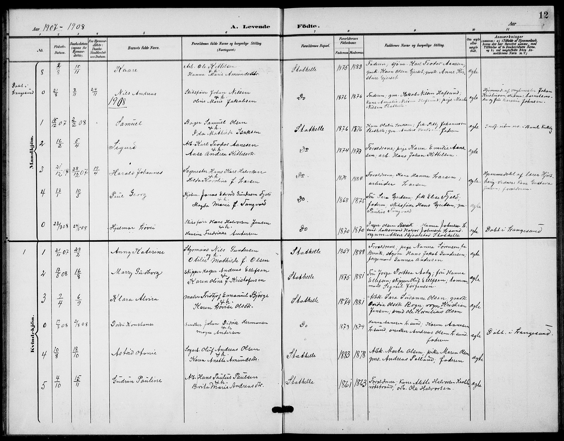 Bamble kirkebøker, AV/SAKO-A-253/G/Gb/L0002: Parish register (copy) no. II 2, 1900-1925, p. 12