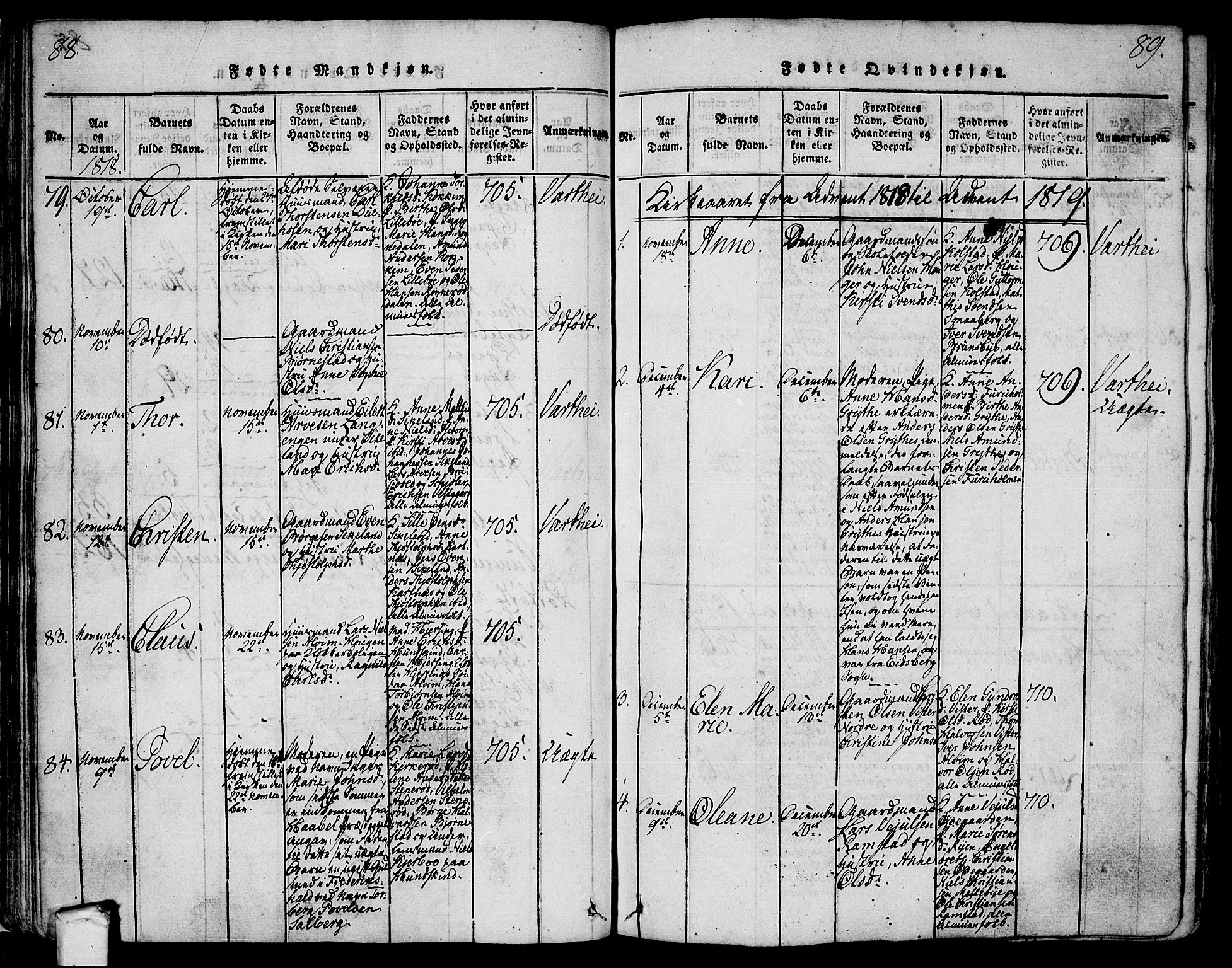 Tune prestekontor Kirkebøker, AV/SAO-A-2007/F/Fa/L0005: Parish register (official) no. 5, 1815-1823, p. 88-89