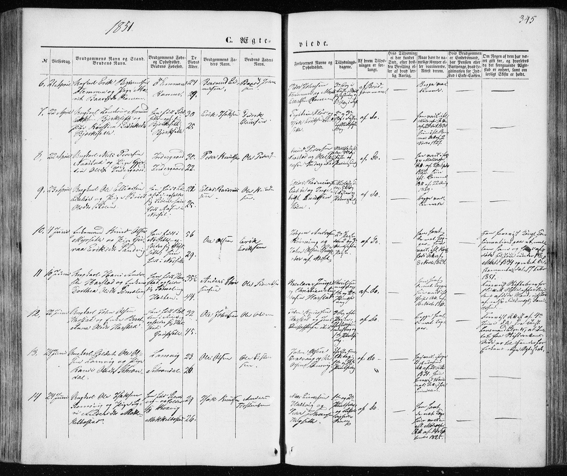 Ministerialprotokoller, klokkerbøker og fødselsregistre - Møre og Romsdal, AV/SAT-A-1454/586/L0984: Parish register (official) no. 586A10, 1844-1856, p. 345