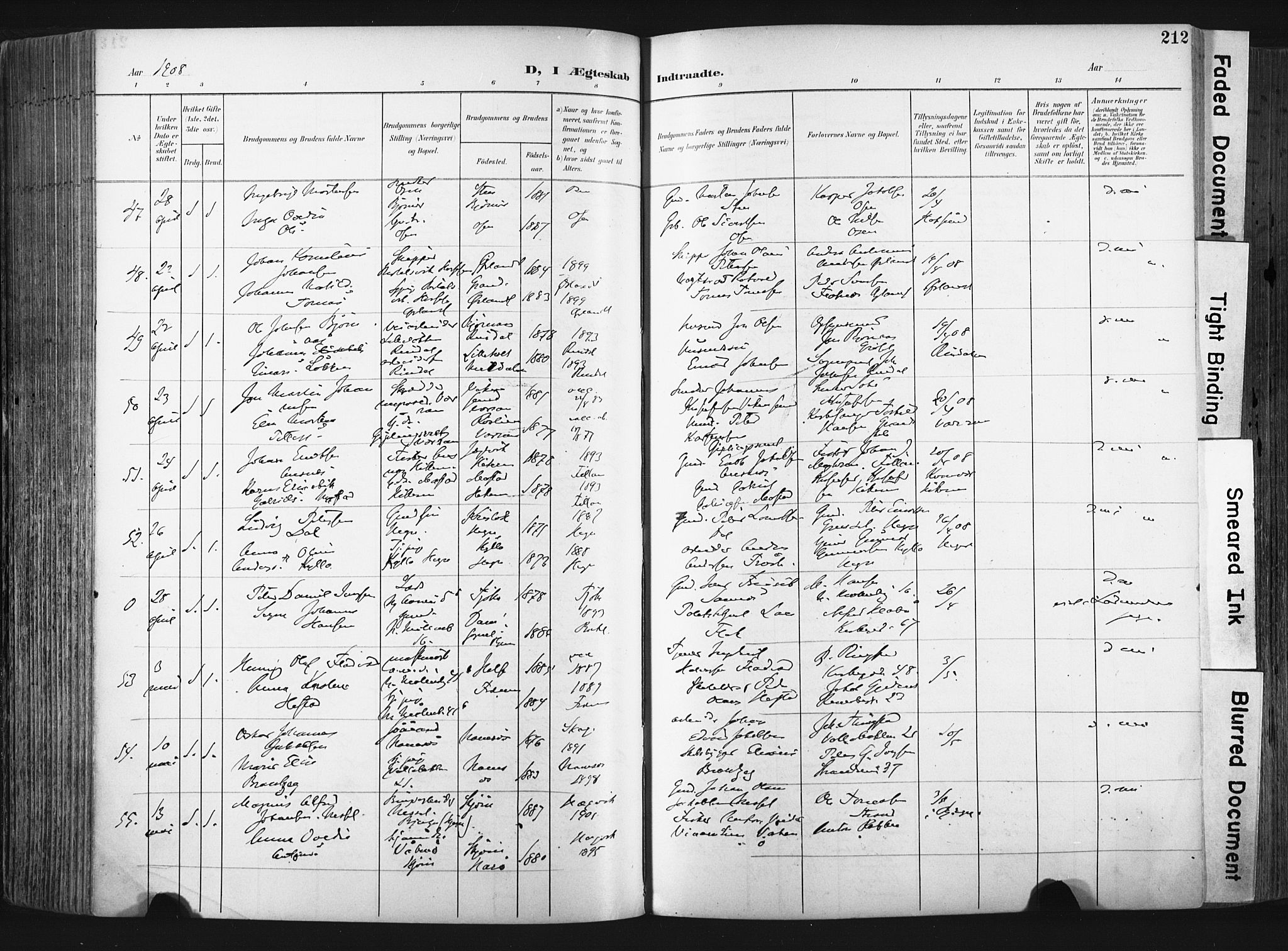 Ministerialprotokoller, klokkerbøker og fødselsregistre - Sør-Trøndelag, SAT/A-1456/604/L0201: Parish register (official) no. 604A21, 1901-1911, p. 212