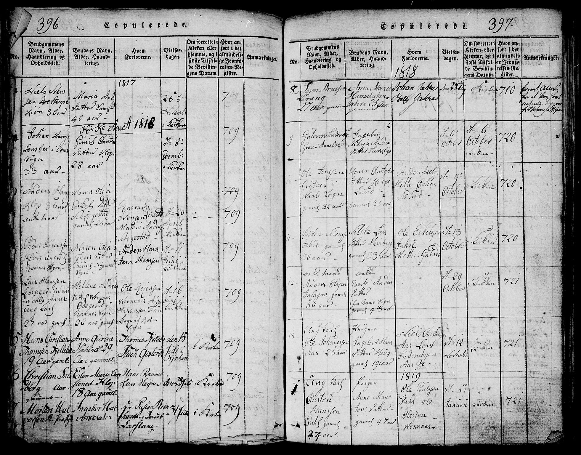 Ramnes kirkebøker, SAKO/A-314/G/Ga/L0001: Parish register (copy) no. I 1, 1813-1847, p. 396-397