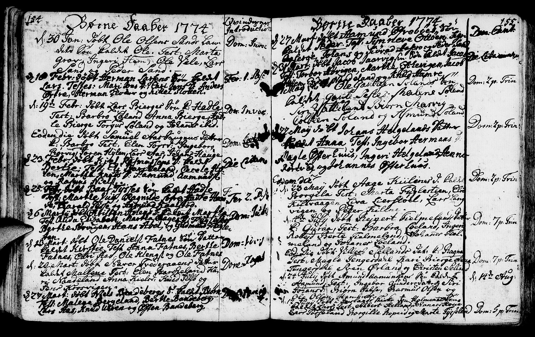 Jelsa sokneprestkontor, SAST/A-101842/01/IV: Parish register (official) no. A 3, 1768-1796, p. 154-155