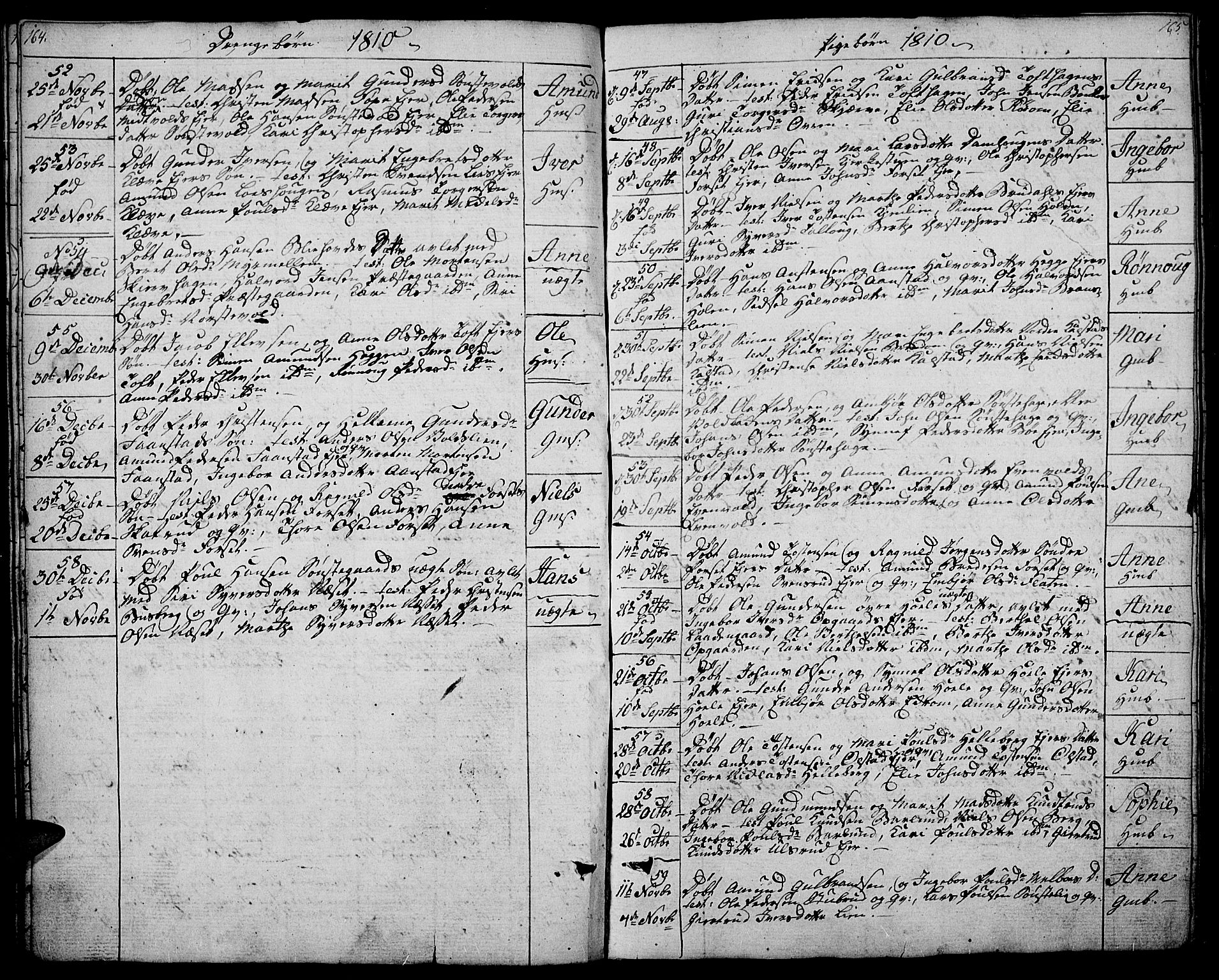 Gausdal prestekontor, SAH/PREST-090/H/Ha/Haa/L0004: Parish register (official) no. 4, 1809-1817, p. 164-165