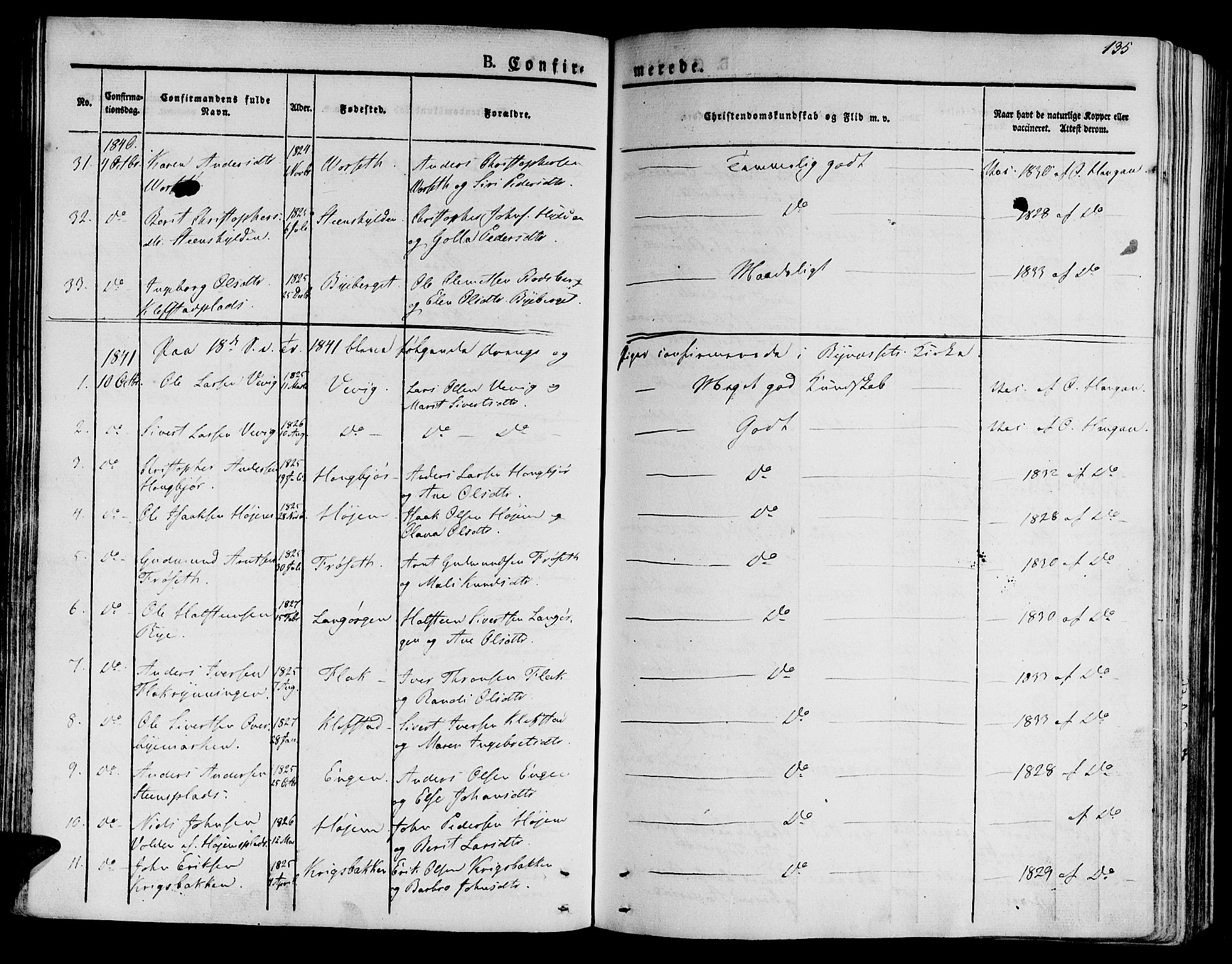 Ministerialprotokoller, klokkerbøker og fødselsregistre - Sør-Trøndelag, SAT/A-1456/612/L0374: Parish register (official) no. 612A07 /1, 1829-1845, p. 135