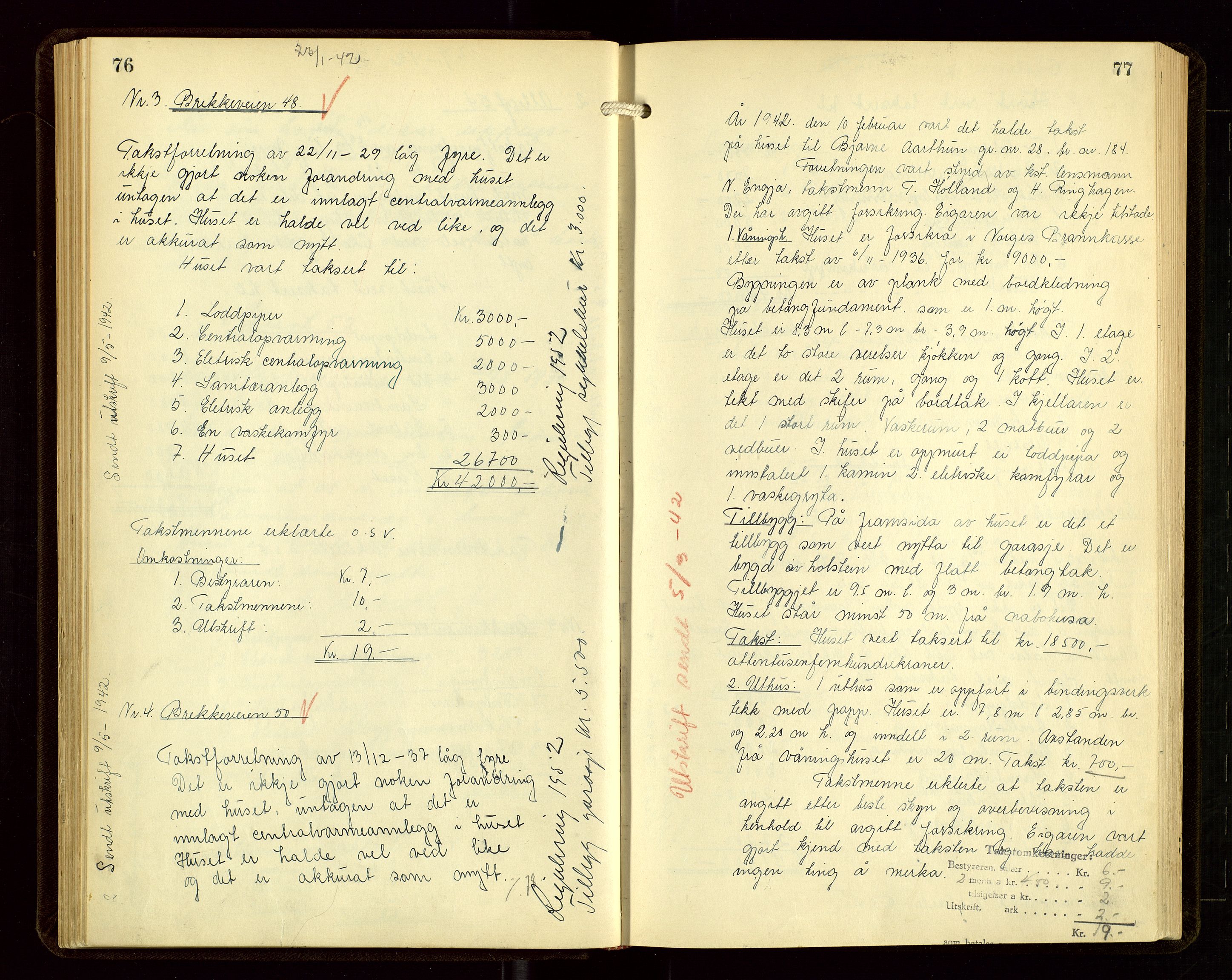 Sauda lensmannskontor, AV/SAST-A-100177/Goa/L0004: "Brandtakstprotokoll for Sauda lensmannsdistrikt", 1934-1946, p. 76-77