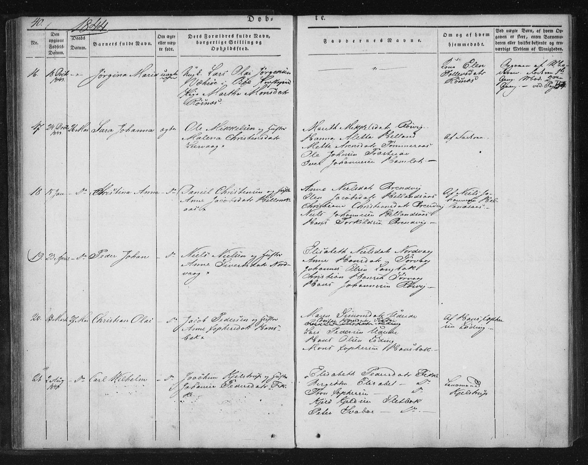 Ministerialprotokoller, klokkerbøker og fødselsregistre - Nordland, AV/SAT-A-1459/859/L0843: Parish register (official) no. 859A03, 1840-1848, p. 40