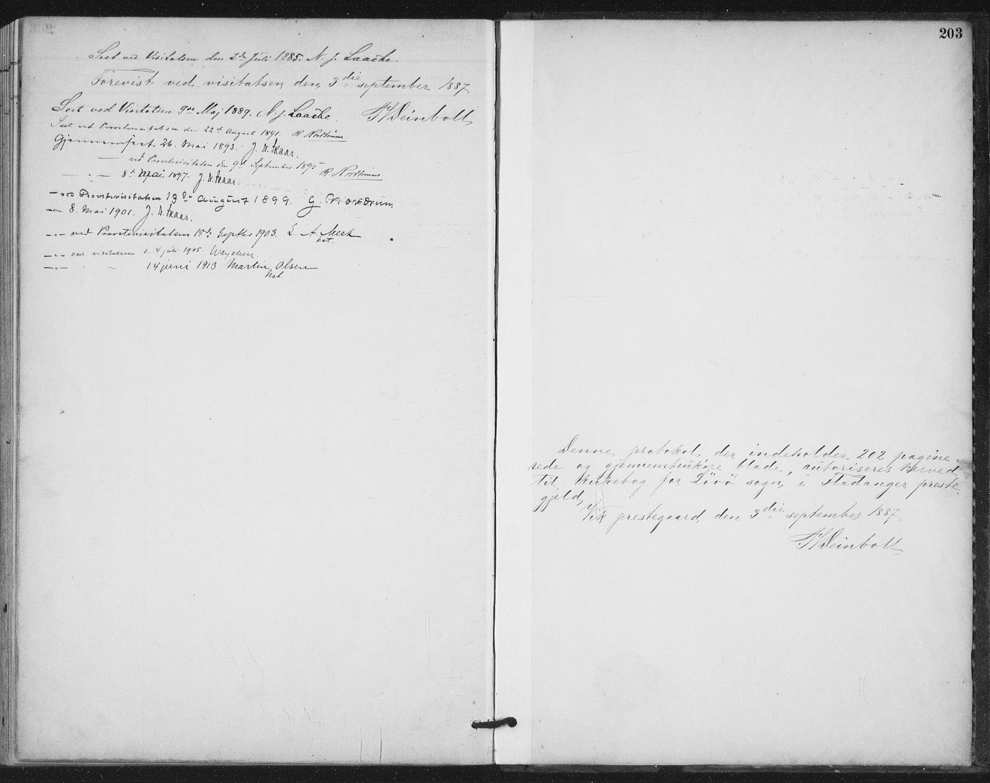 Ministerialprotokoller, klokkerbøker og fødselsregistre - Nord-Trøndelag, SAT/A-1458/772/L0603: Parish register (official) no. 772A01, 1885-1912, p. 203