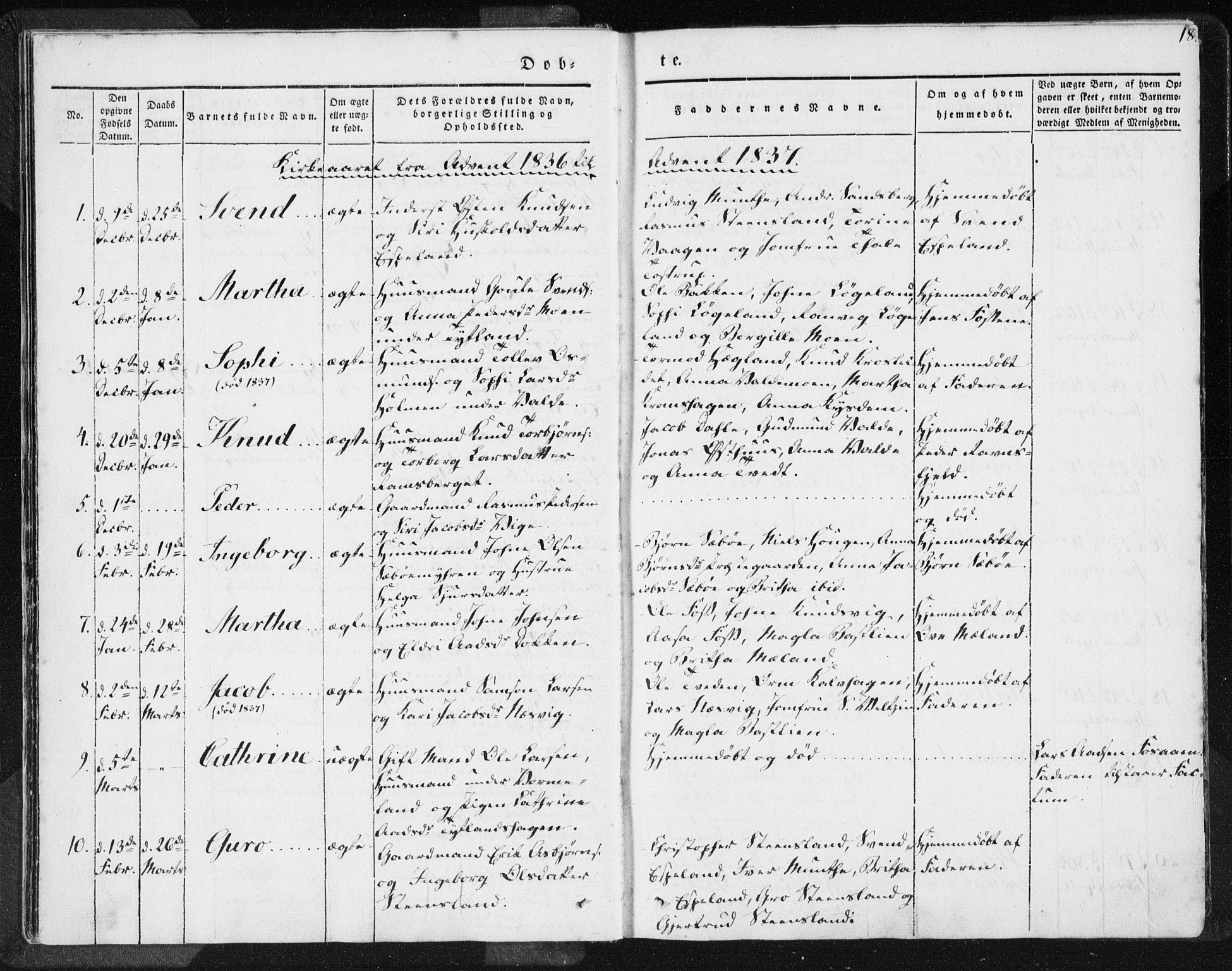 Hjelmeland sokneprestkontor, AV/SAST-A-101843/01/IV/L0006: Parish register (official) no. A 6, 1834-1845, p. 18