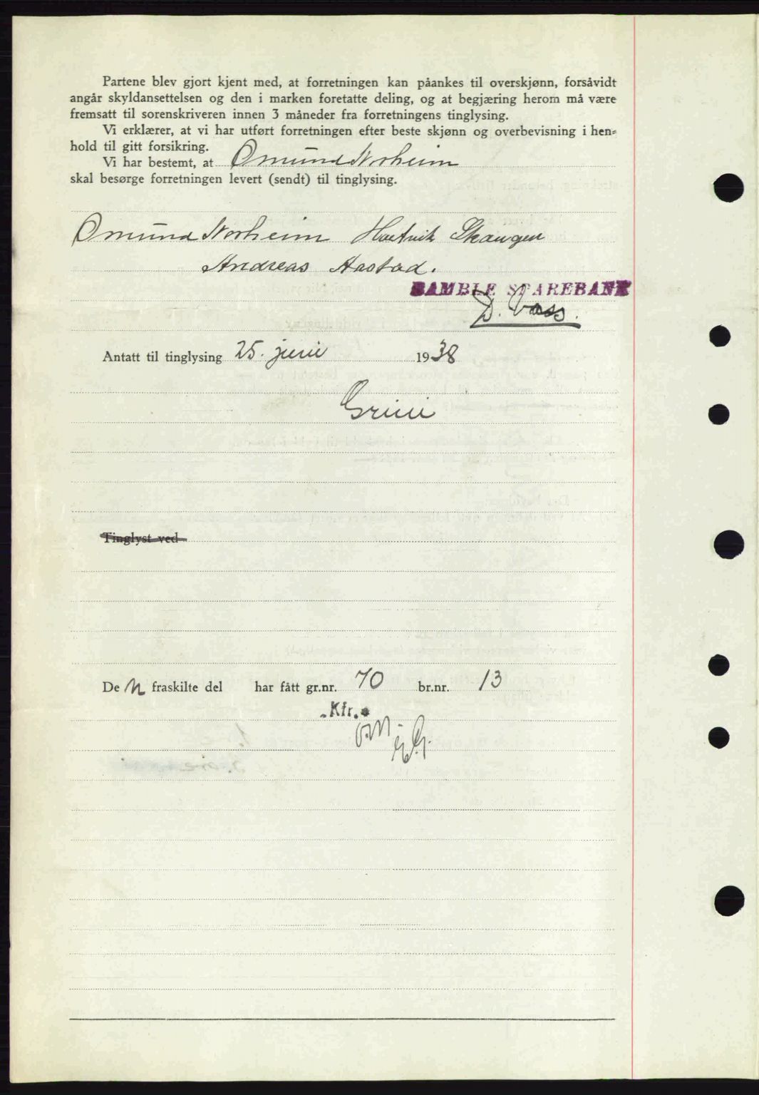 Bamble sorenskriveri, AV/SAKO-A-214/G/Ga/Gag/L0002: Mortgage book no. A-2, 1937-1938, Diary no: : 547/1938