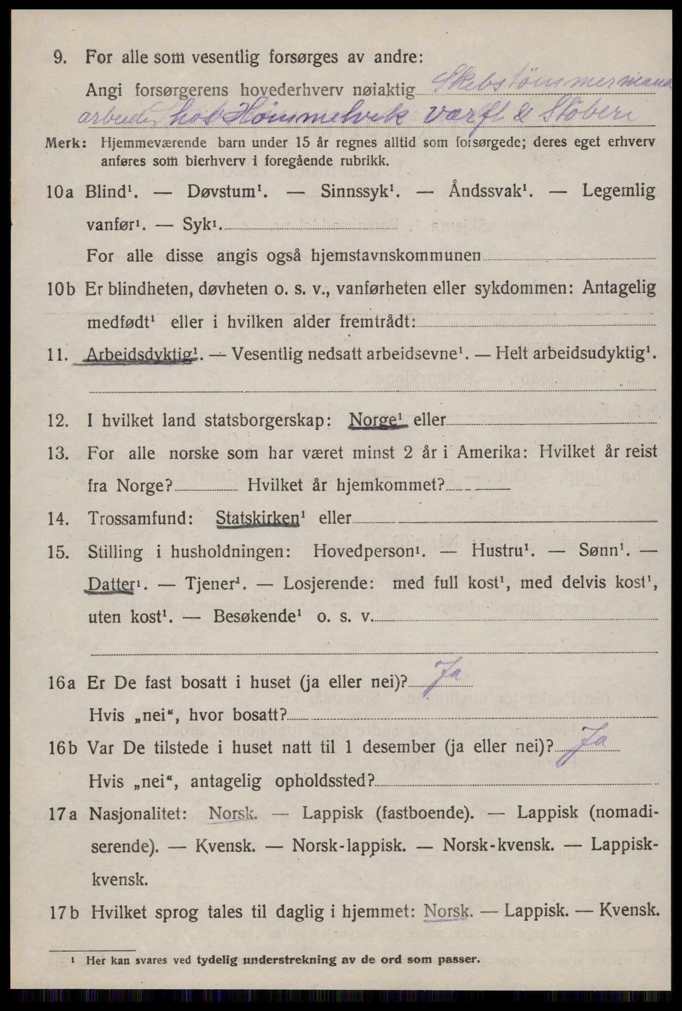 SAT, 1920 census for Malvik, 1920, p. 3189