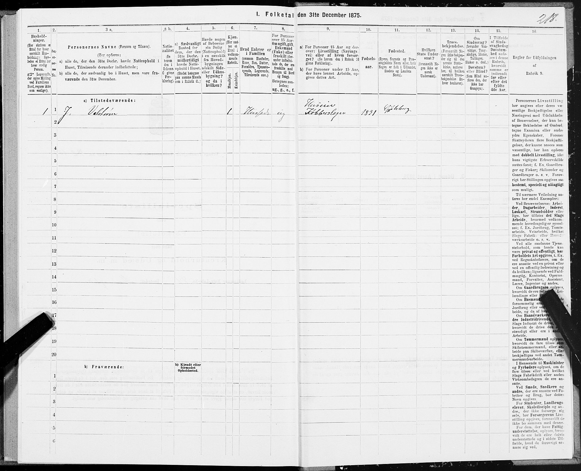 SAT, 1875 census for 1742P Grong, 1875, p. 1218