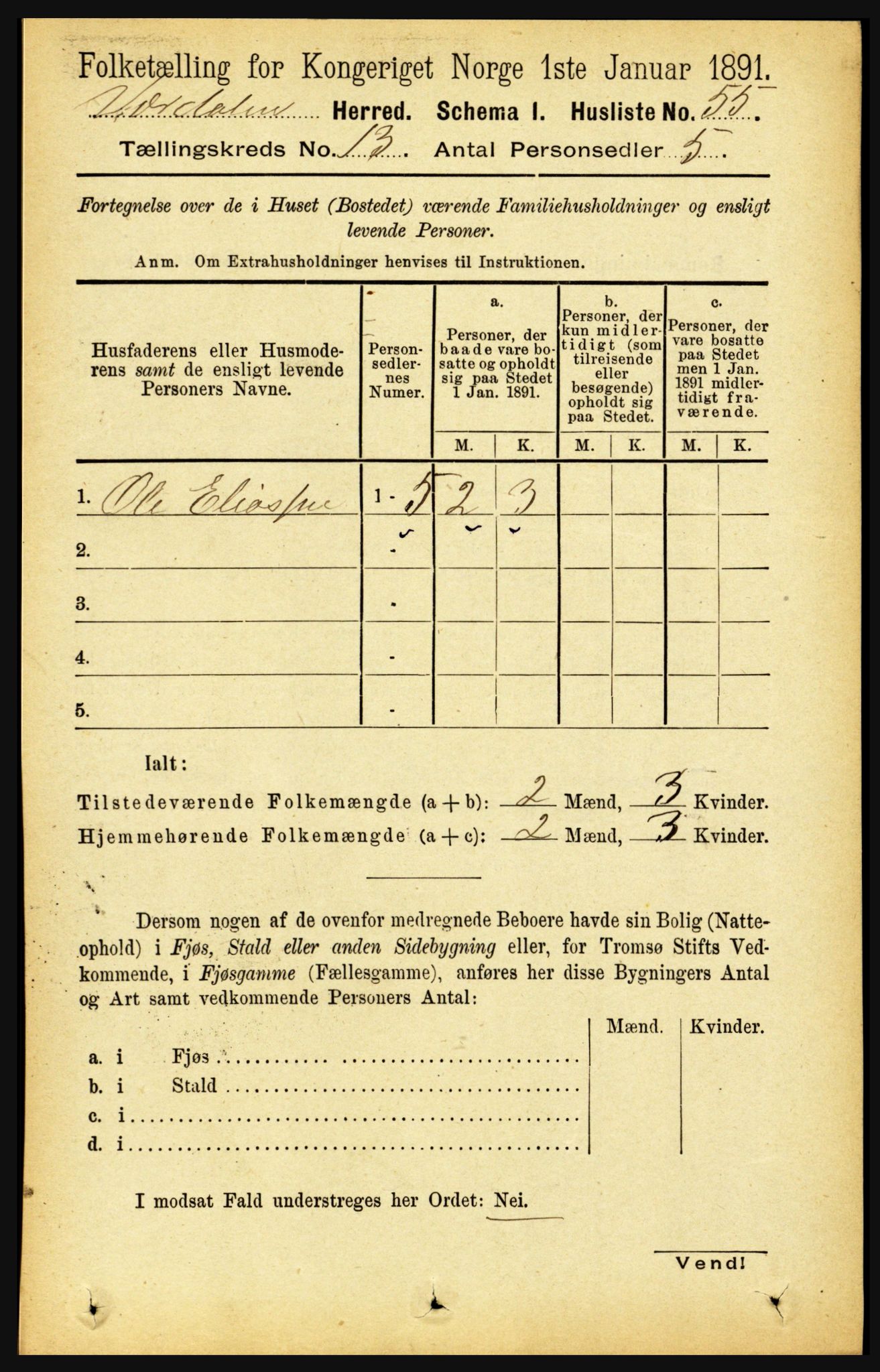 RA, 1891 census for 1721 Verdal, 1891, p. 6867