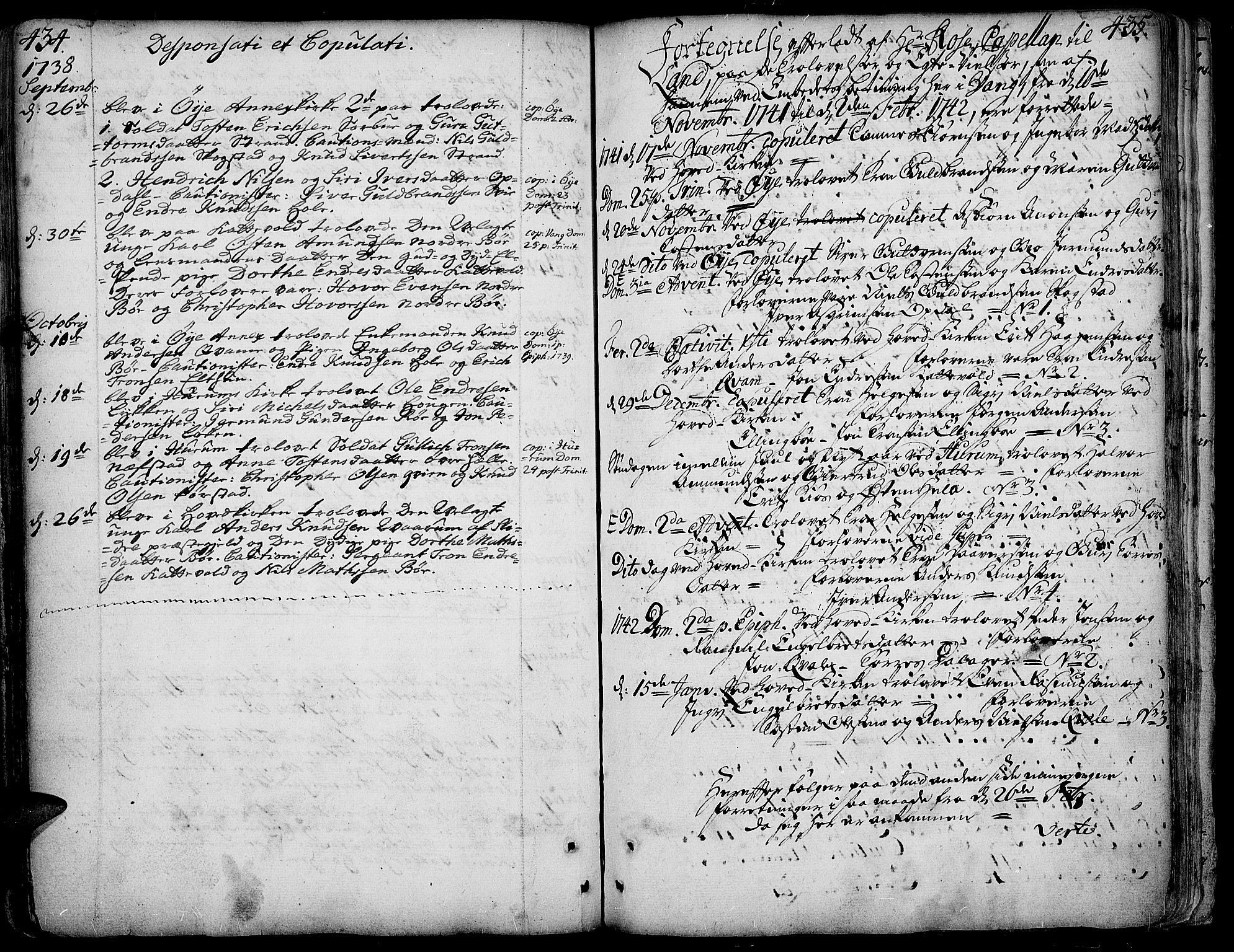 Vang prestekontor, Valdres, SAH/PREST-140/H/Ha/L0001: Parish register (official) no. 1, 1730-1796, p. 434-435