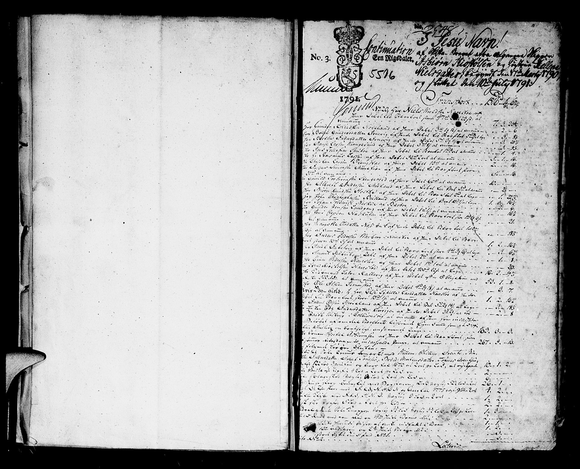 Nedenes sorenskriveri før 1824, SAK/1221-0007/H/Hc/L0041: Skifteprotokoll med register nr 28, 1791-1795, p. 0b-1a