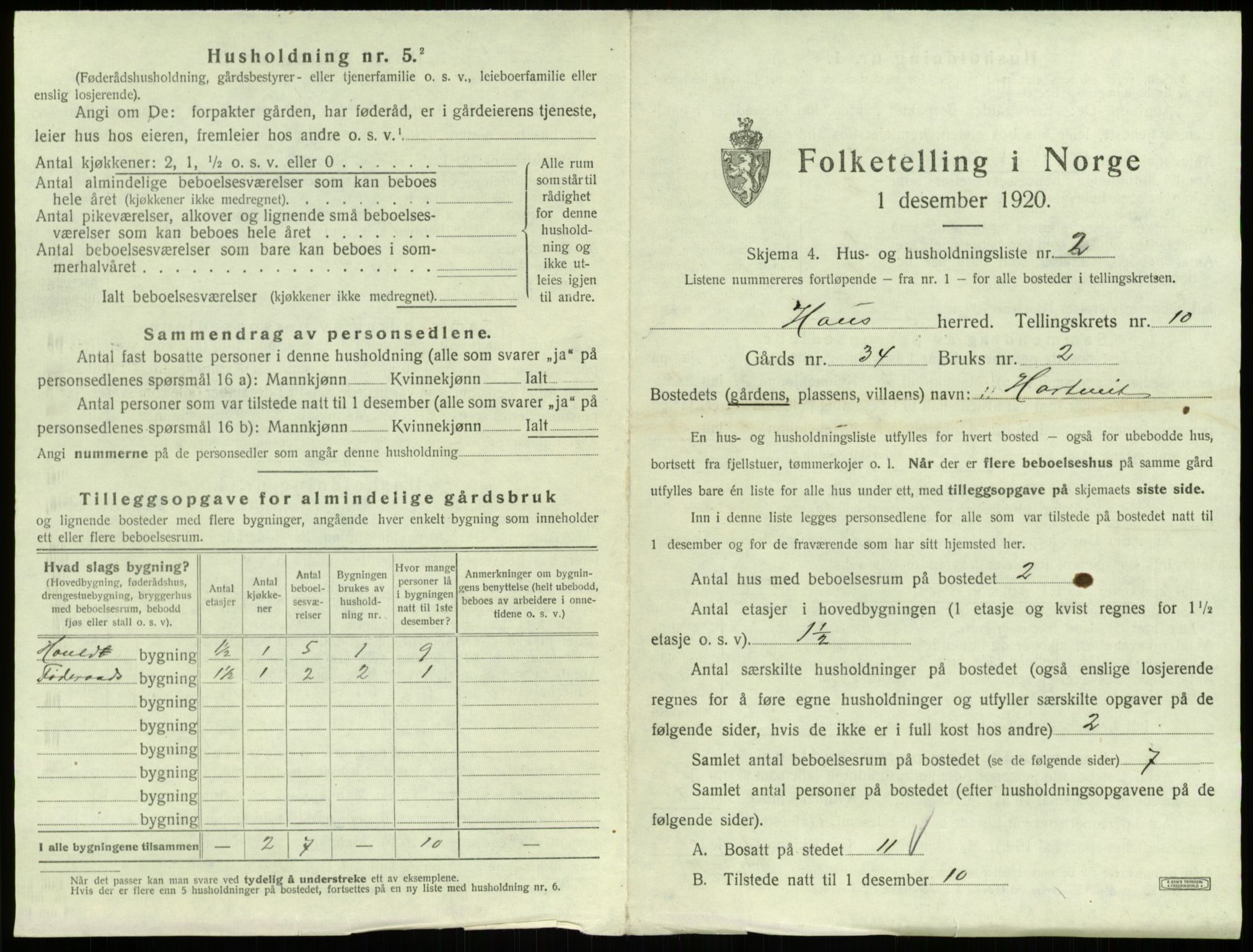 SAB, 1920 census for Haus, 1920, p. 730