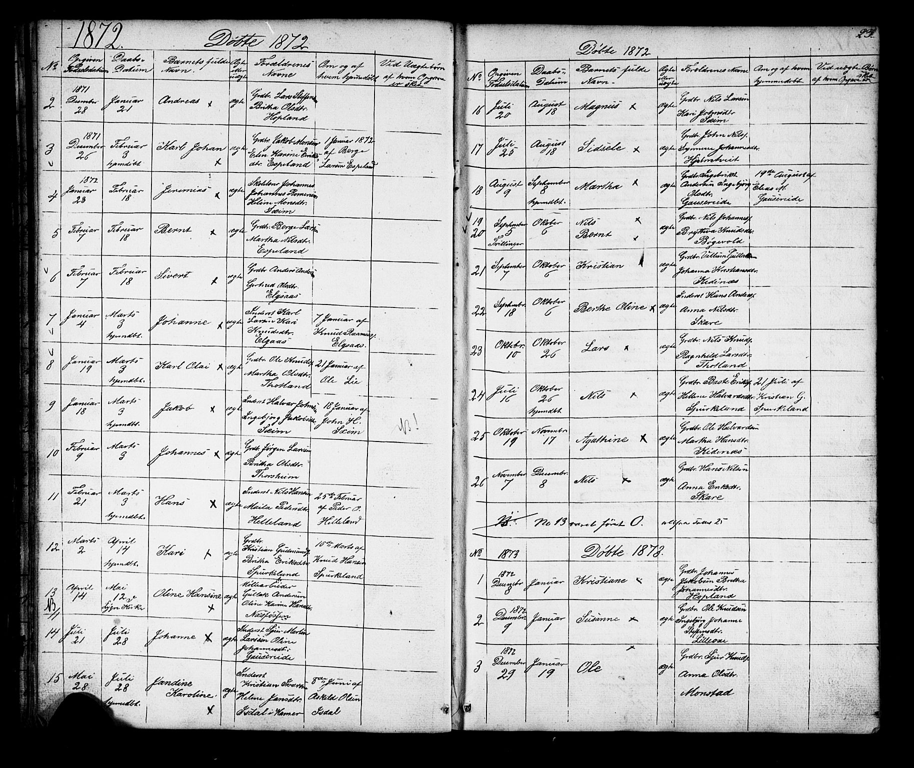 Alversund Sokneprestembete, SAB/A-73901/H/Ha/Hab: Parish register (copy) no. D 2, 1851-1889, p. 23