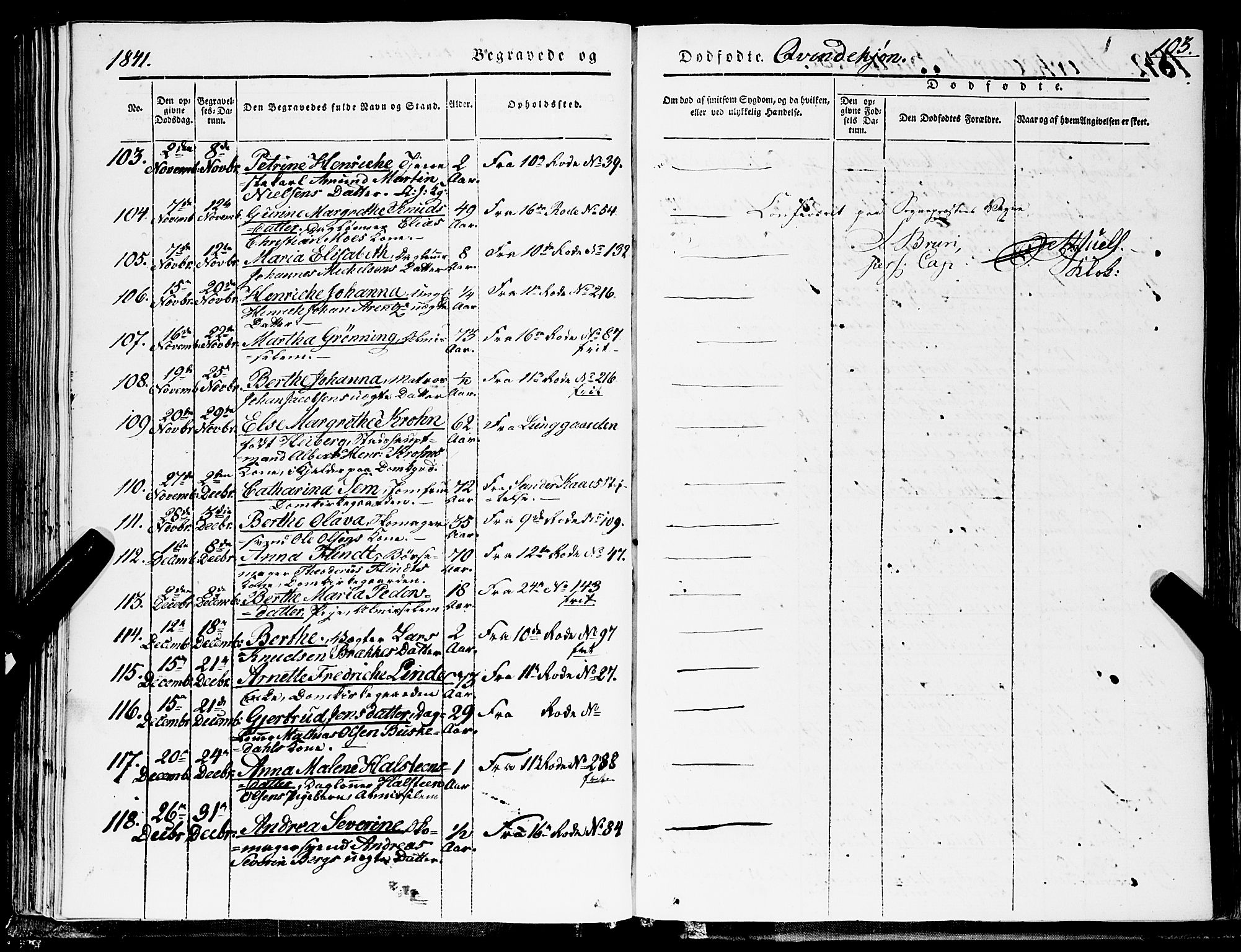 Domkirken sokneprestembete, AV/SAB-A-74801/H/Haa/L0040: Parish register (official) no. E 1, 1841-1853, p. 103