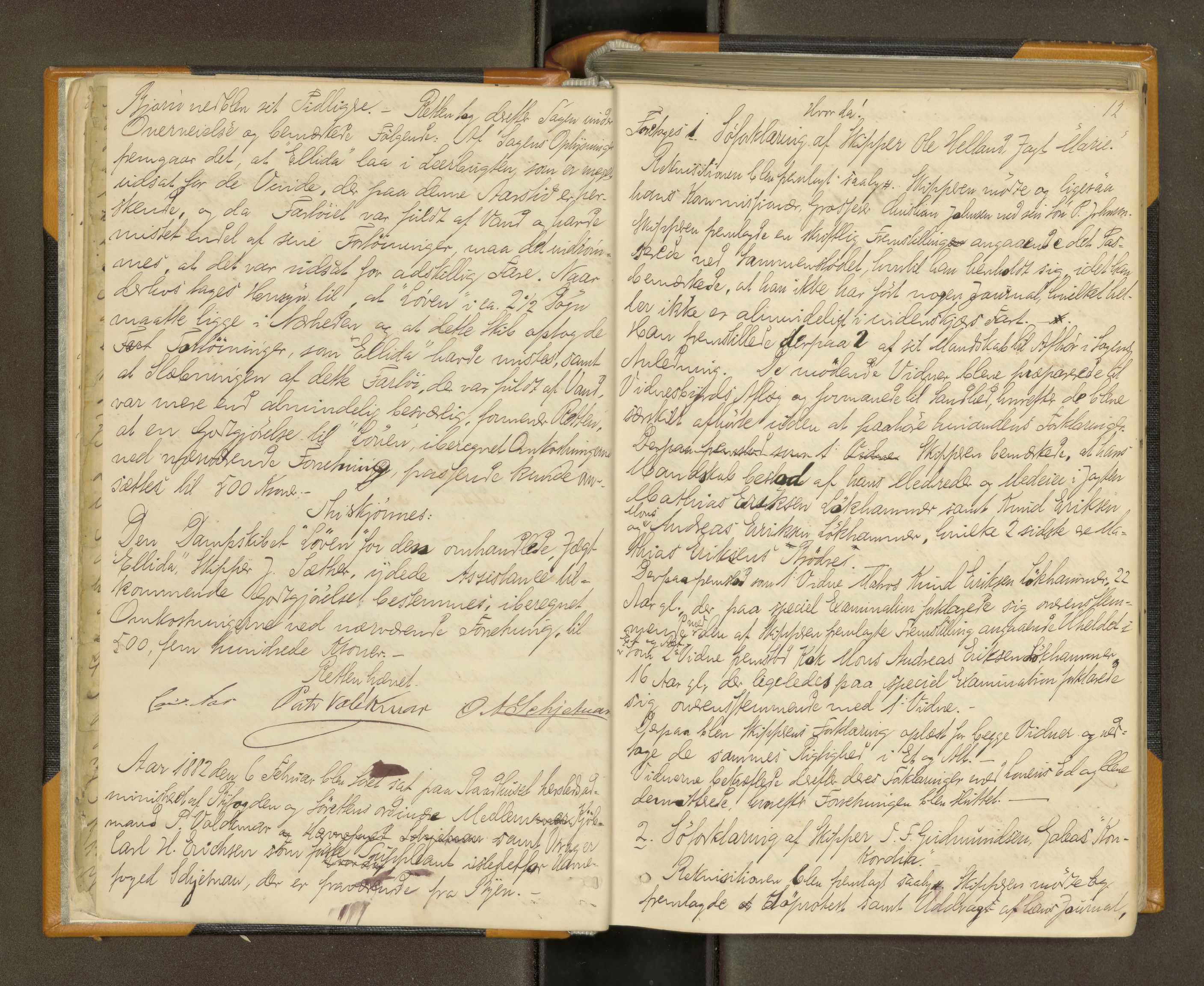 Kristiansund byfogd, AV/SAT-A-4587/A/02/L0010: Ekstrarettsprotokoll. Aut. 16.12.1881, 1882-1887, p. 11b-12a