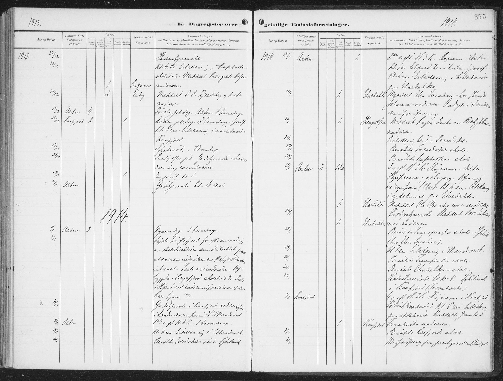 Alta sokneprestkontor, AV/SATØ-S-1338/H/Ha/L0005.kirke: Parish register (official) no. 5, 1904-1918, p. 375