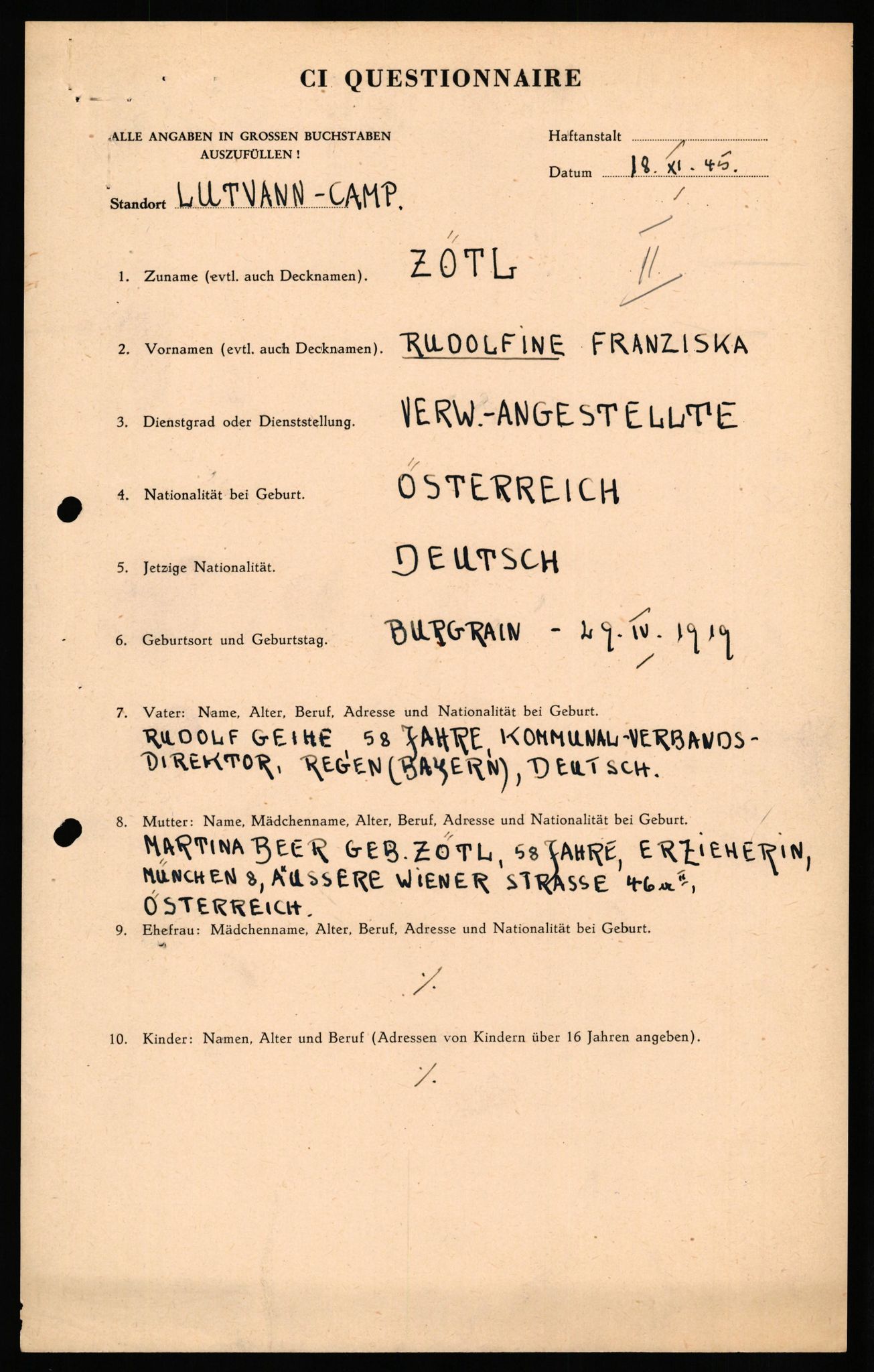 Forsvaret, Forsvarets overkommando II, AV/RA-RAFA-3915/D/Db/L0037: CI Questionaires. Tyske okkupasjonsstyrker i Norge. Tyskere., 1945-1946, p. 526