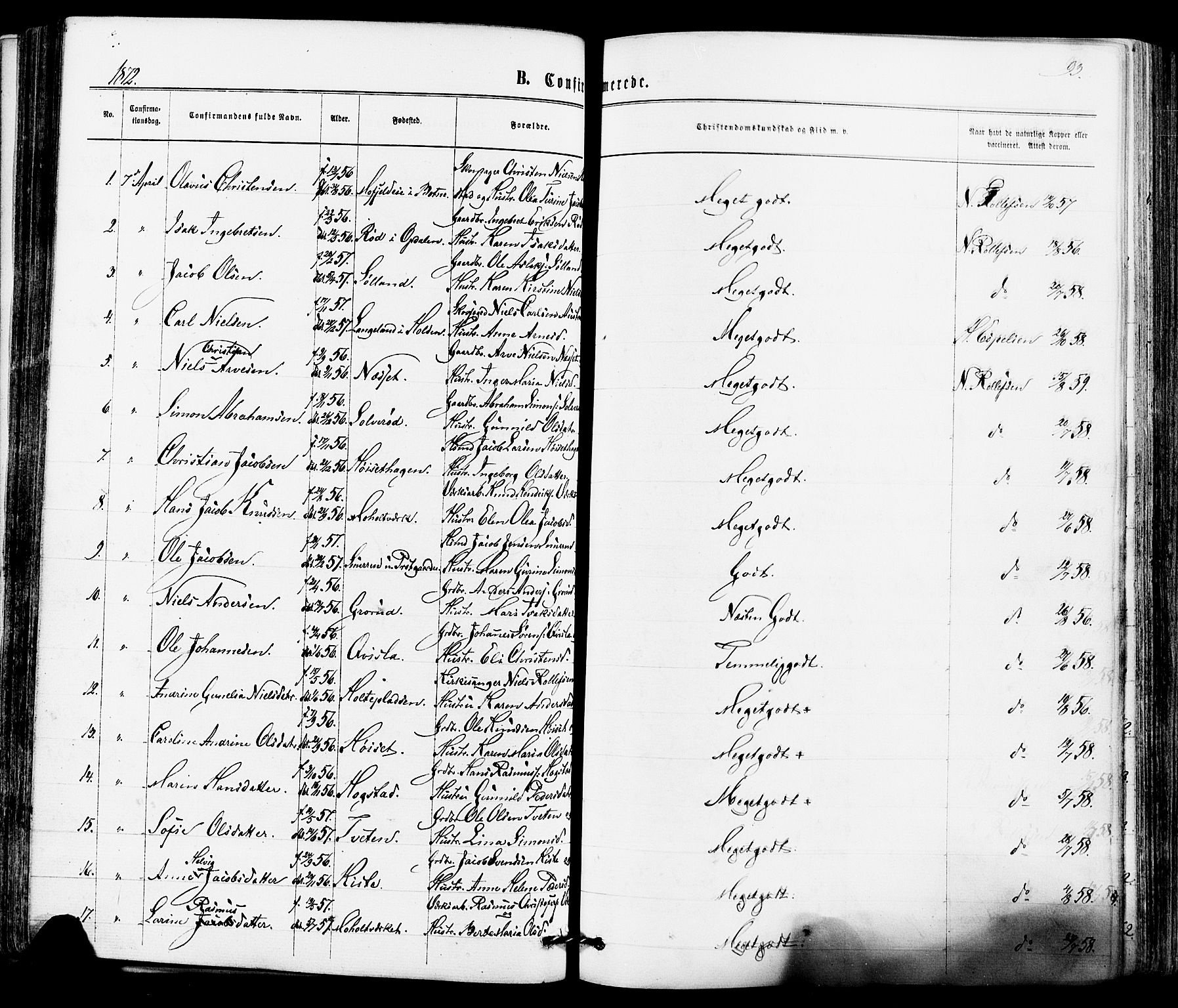 Siljan kirkebøker, SAKO/A-300/F/Fa/L0002: Parish register (official) no. 2, 1870-1895, p. 93