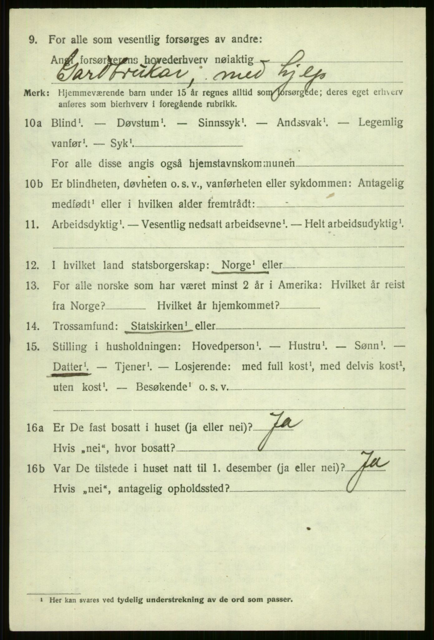 SAB, 1920 census for Voss, 1920, p. 12484