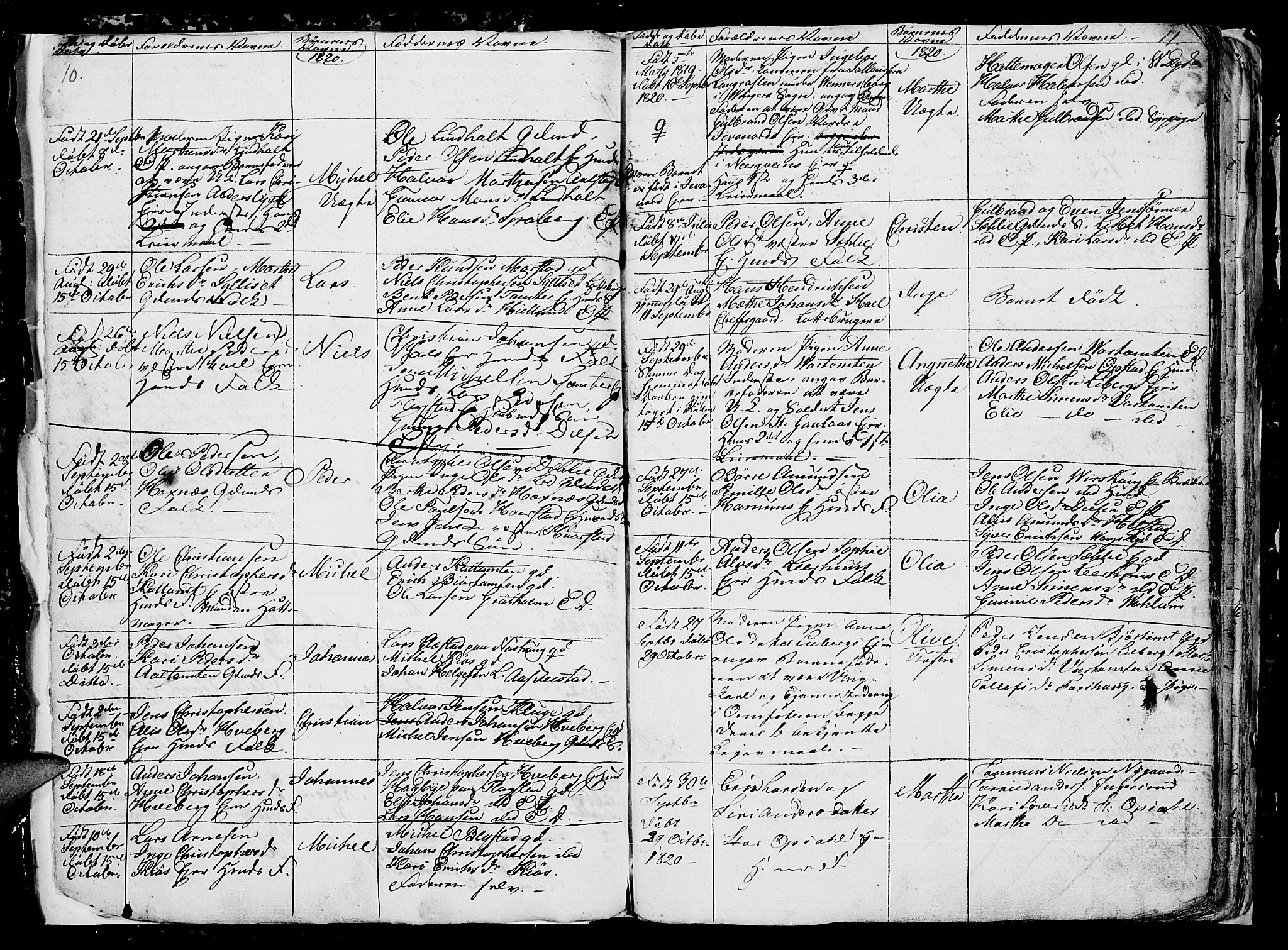 Vang prestekontor, Hedmark, AV/SAH-PREST-008/H/Ha/Hab/L0006: Parish register (copy) no. 6, 1819-1832, p. 10-11