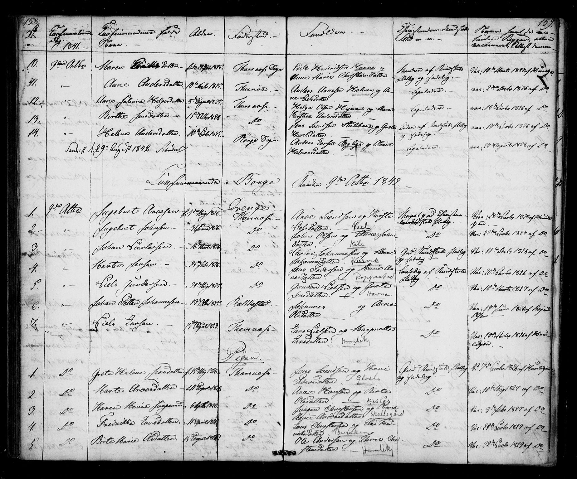 Borge prestekontor Kirkebøker, AV/SAO-A-10903/F/Fb/L0001: Parish register (official) no. II 1, 1836-1852, p. 158-159