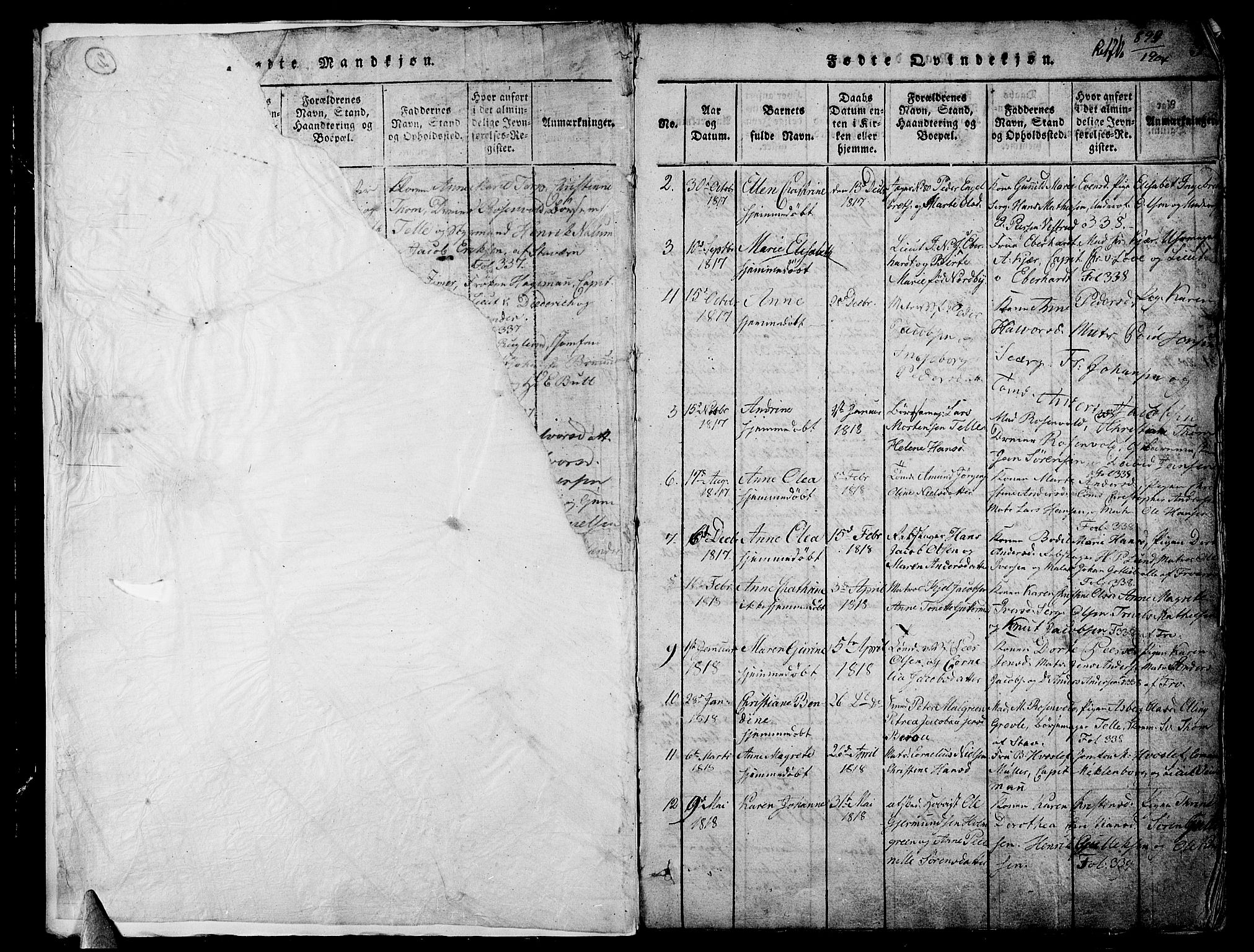 Stavern kirkebøker, SAKO/A-318/G/Ga/L0001: Parish register (copy) no. 1, 1817-1841, p. 3