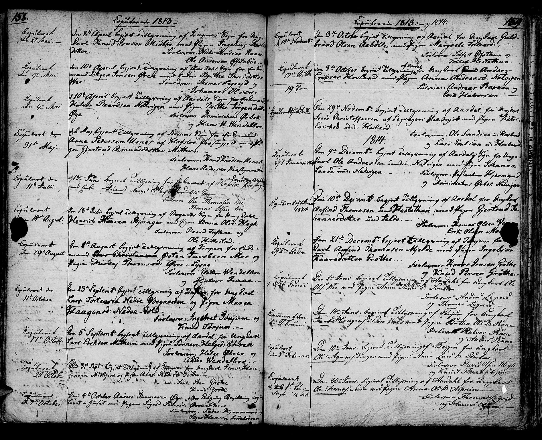 Lærdal sokneprestembete, SAB/A-81201: Parish register (official) no. A 4, 1805-1821, p. 158-159