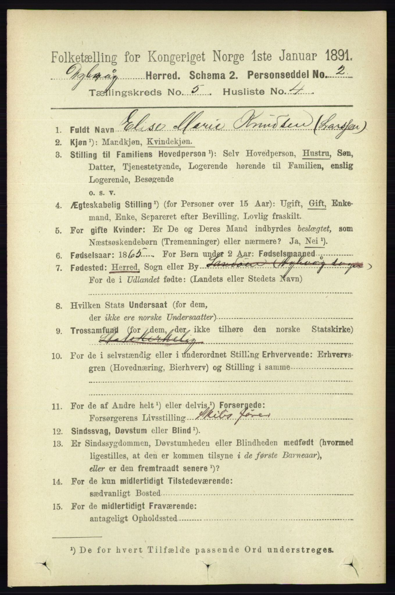 RA, 1891 census for 0915 Dypvåg, 1891, p. 1388