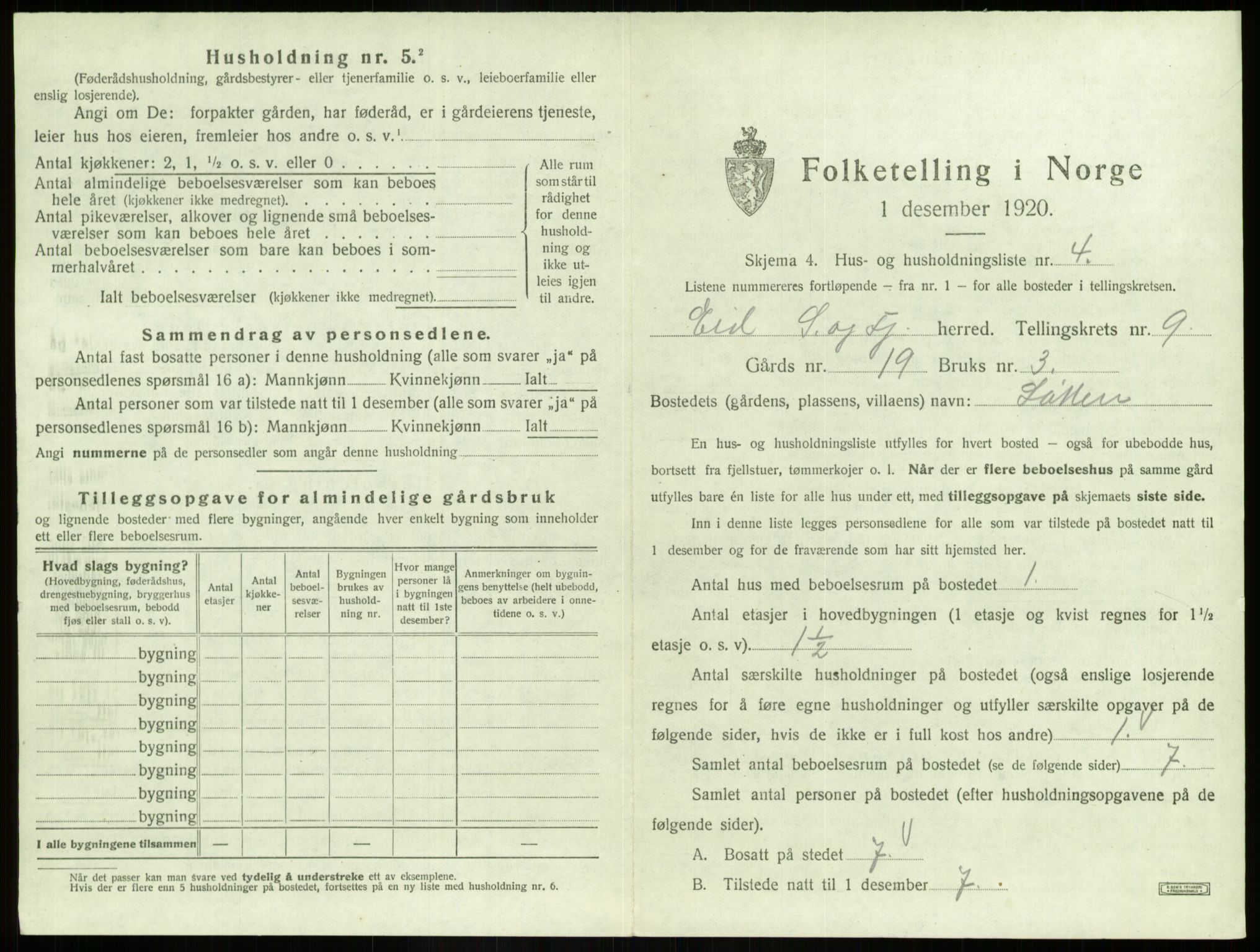 SAB, 1920 census for Eid, 1920, p. 531