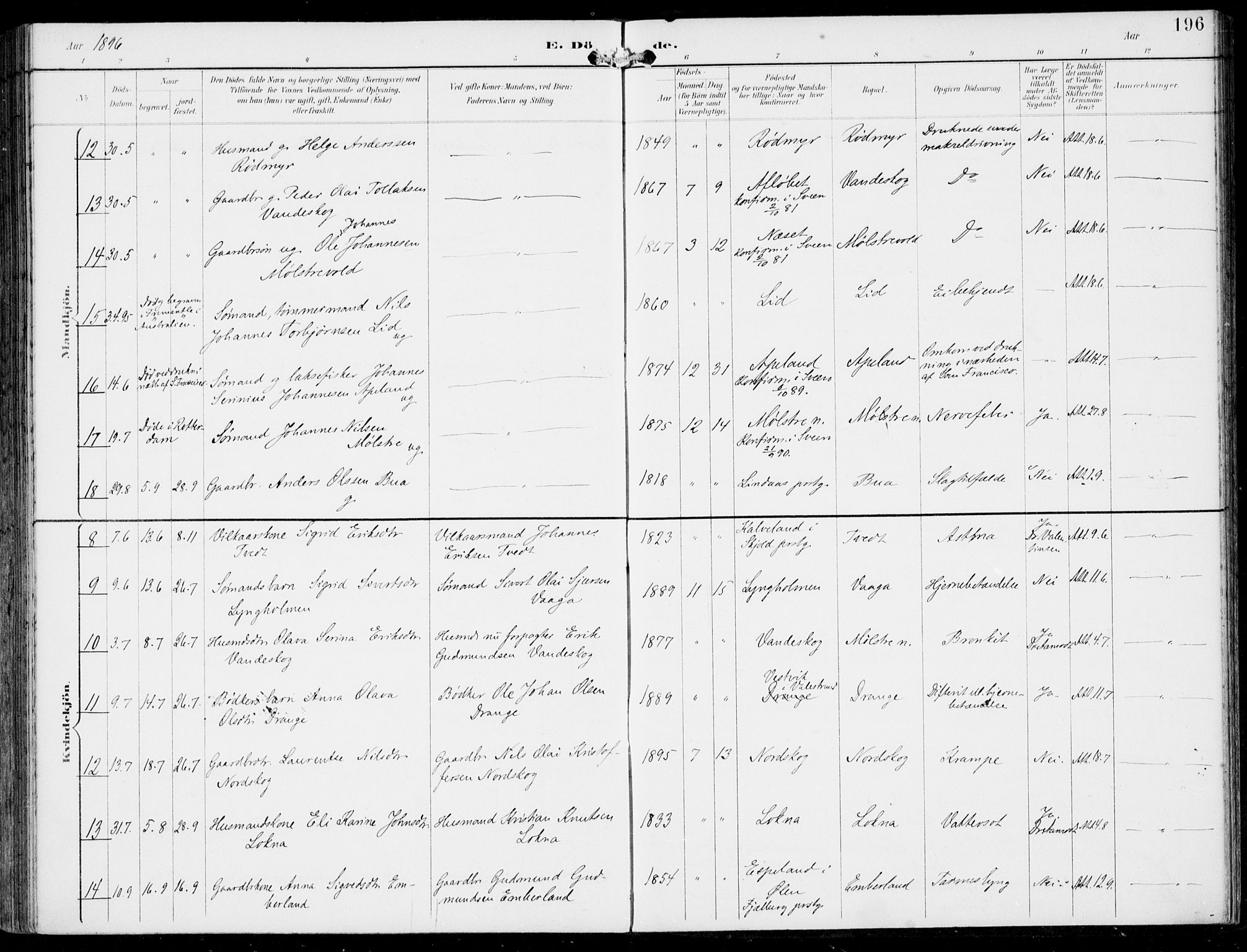 Sveio Sokneprestembete, AV/SAB-A-78501/H/Haa: Parish register (official) no. B  3, 1894-1906, p. 196