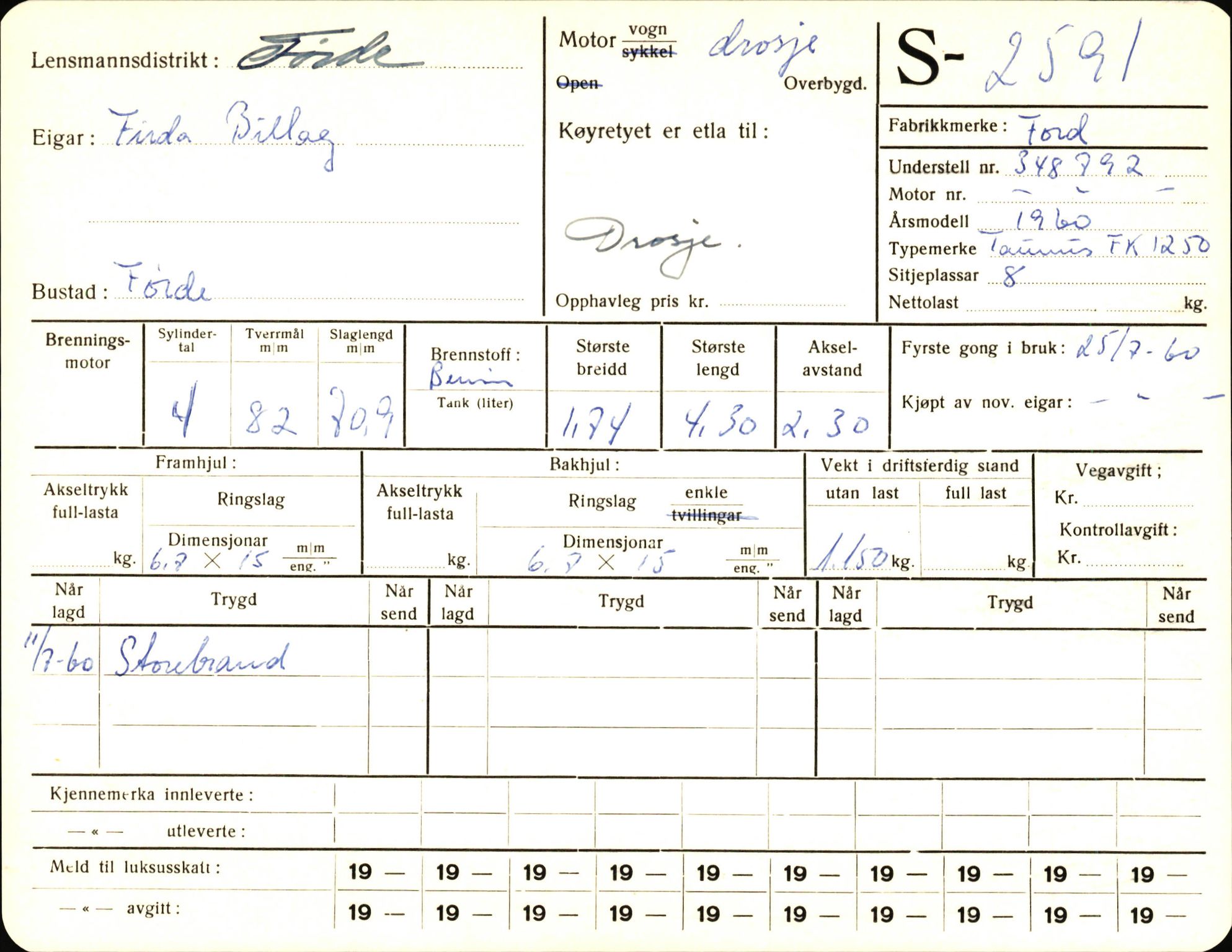 Statens vegvesen, Sogn og Fjordane vegkontor, AV/SAB-A-5301/4/F/L0004: Registerkort utmeldte Fjordane S2500-2700, S7200-7899, 1930-1961, p. 139