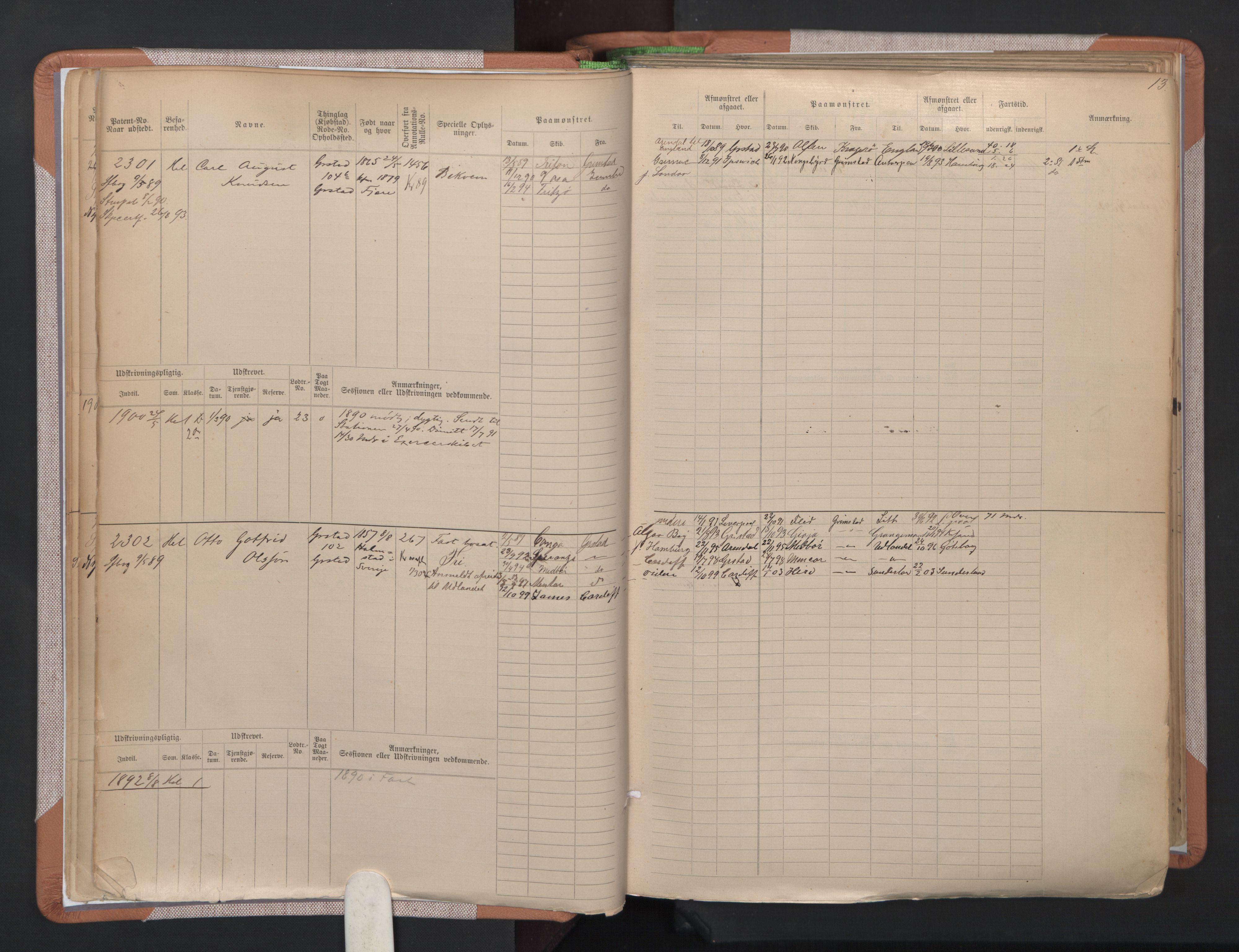 Grimstad mønstringskrets, SAK/2031-0013/F/Fb/L0004: Hovedrulle A nr 2277-3042, F-7, 1889-1940, p. 18