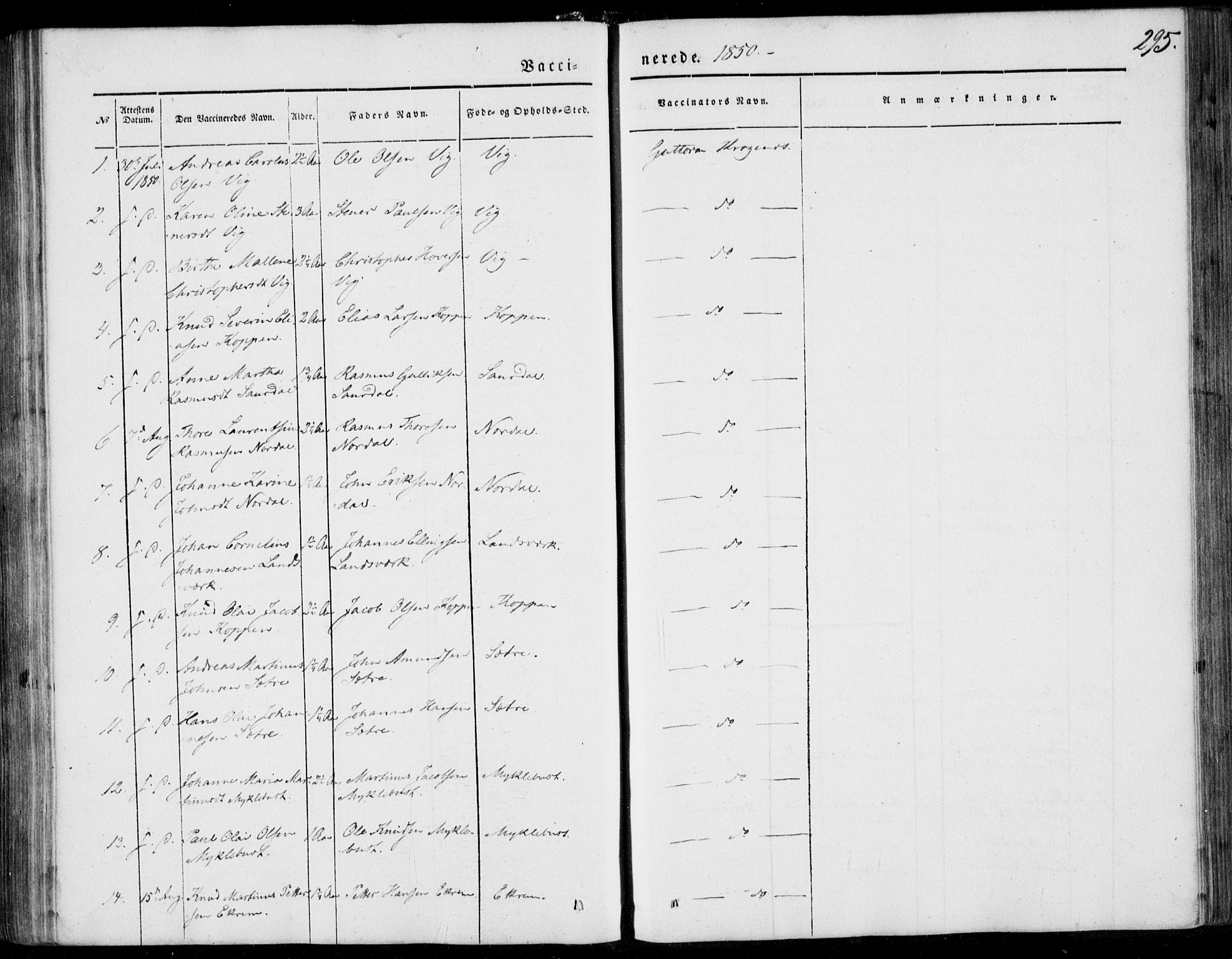 Ministerialprotokoller, klokkerbøker og fødselsregistre - Møre og Romsdal, SAT/A-1454/502/L0023: Parish register (official) no. 502A01, 1844-1873, p. 295
