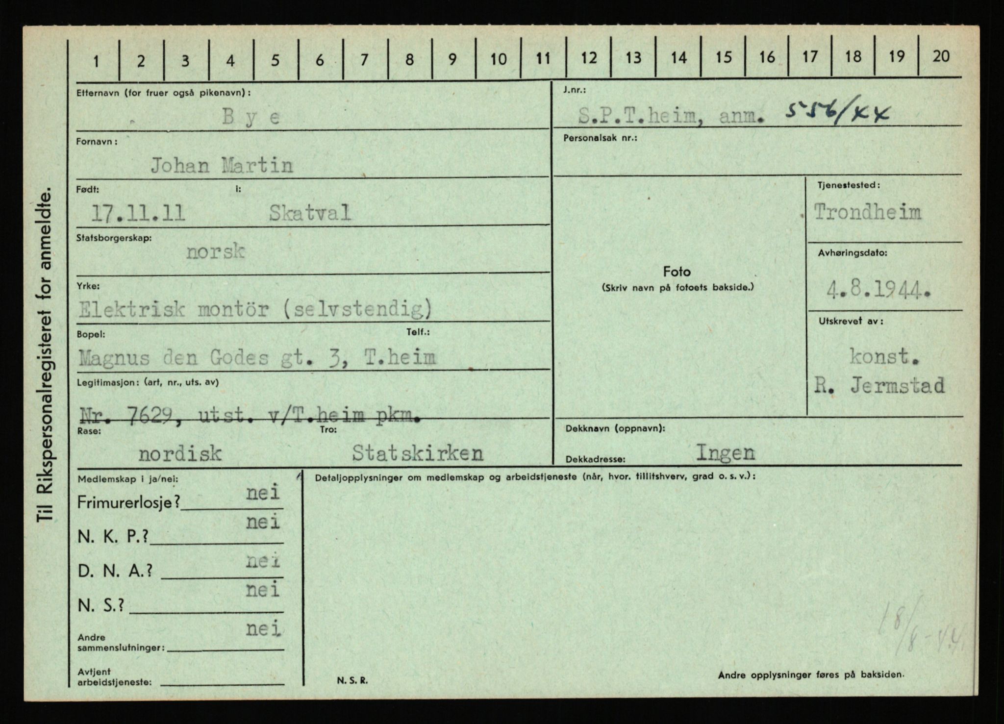 Statspolitiet - Hovedkontoret / Osloavdelingen, AV/RA-S-1329/C/Ca/L0003: Brechan - Eichinger	, 1943-1945, p. 1229