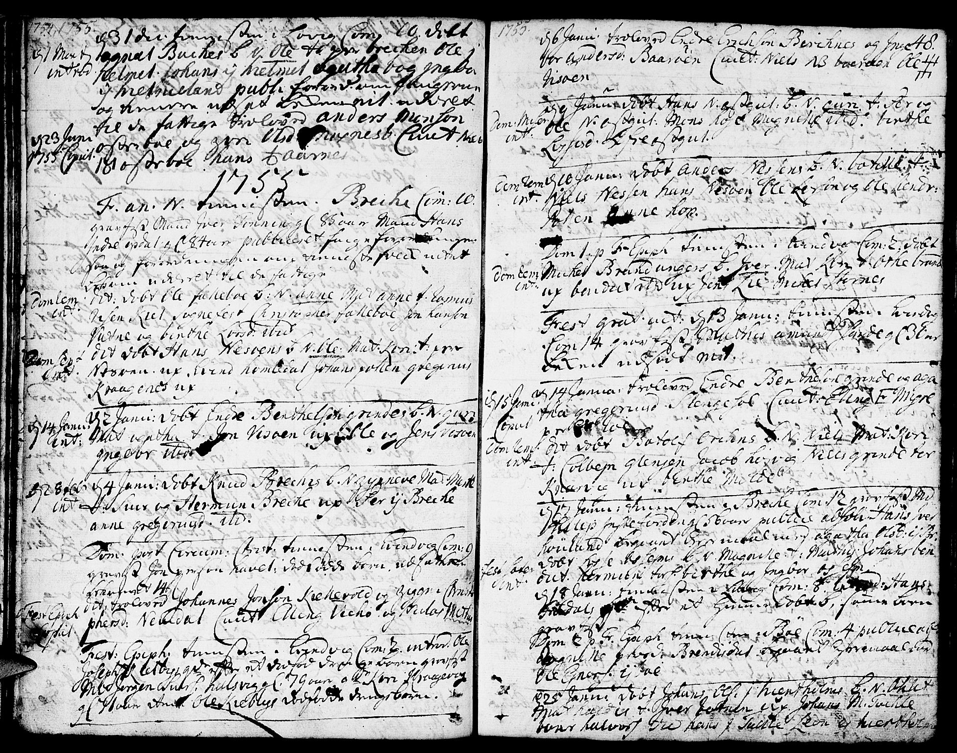 Gulen sokneprestembete, SAB/A-80201/H/Haa/Haaa/L0012: Parish register (official) no. A 12, 1749-1776, p. 48