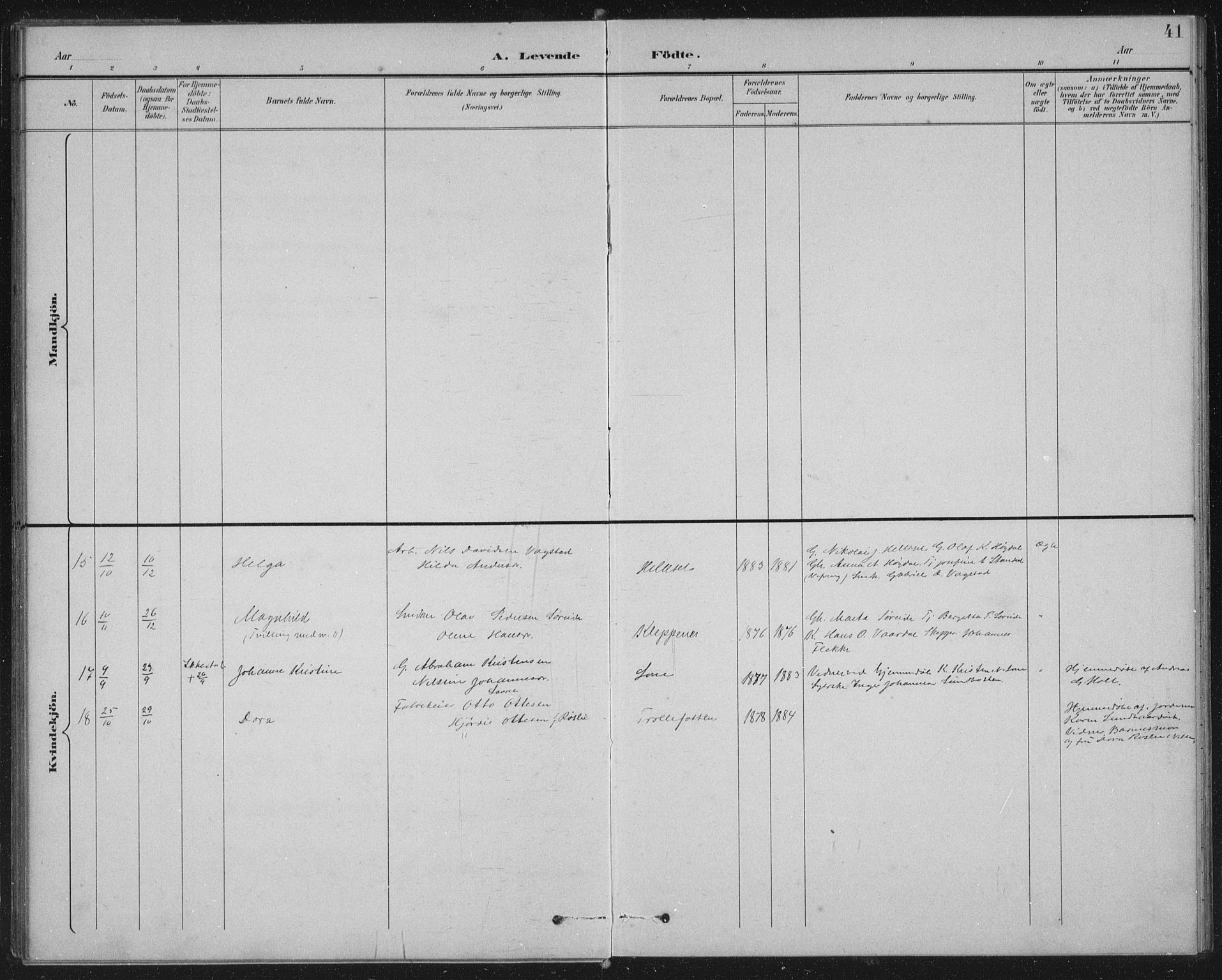 Fjaler sokneprestembete, AV/SAB-A-79801/H/Hab/Habb/L0002: Parish register (copy) no. B 2, 1895-1915, p. 41